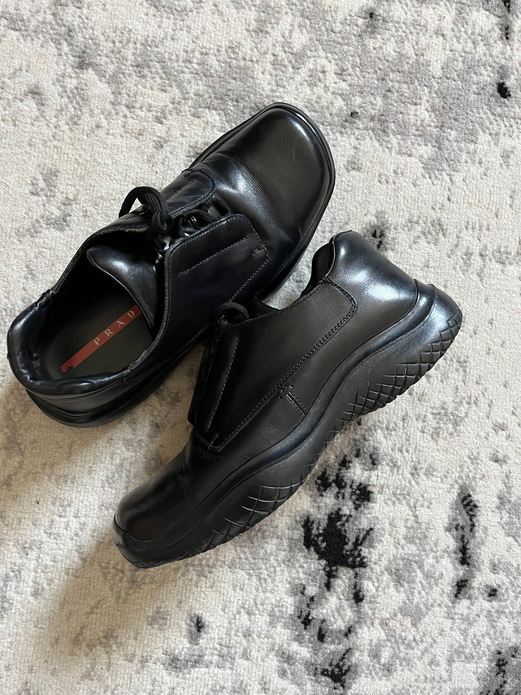 AW1999 Prada Black Chunky Vibram Boots (43/us9,5)
