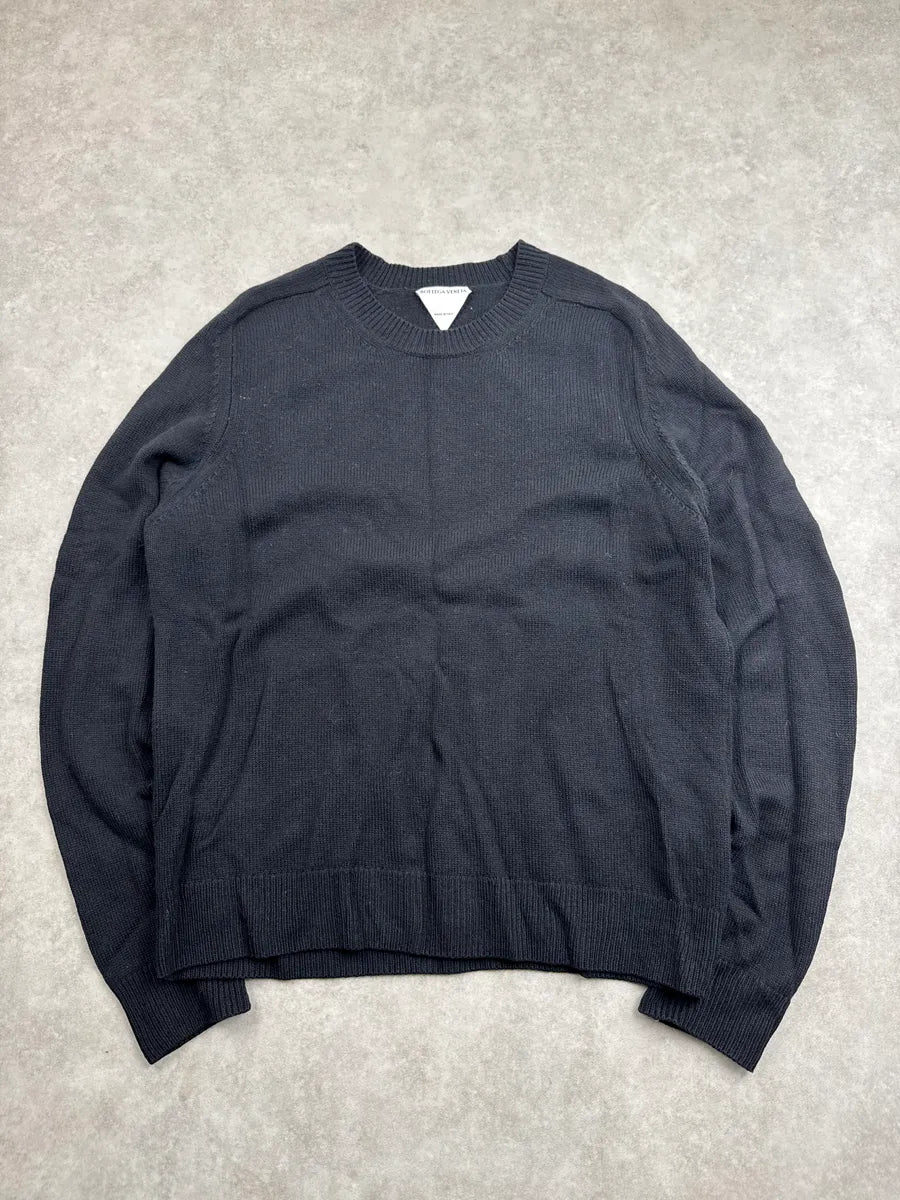 AW2020 Bottega Veneta Black Wool Fine Knit Crewneck Sweater QJEfpZrt 0