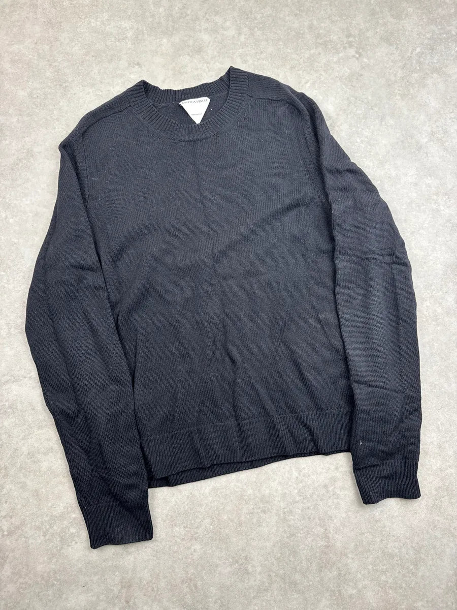 AW2020 Bottega Veneta Black Wool Fine Knit Crewneck Sweater QJEfpZrt 4