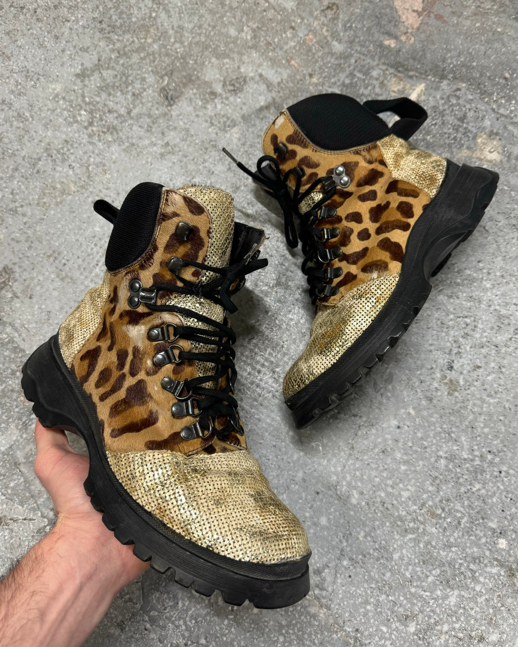 FW1999 Prada Leopard Pony Hair Hybride High Shoes  (OS)