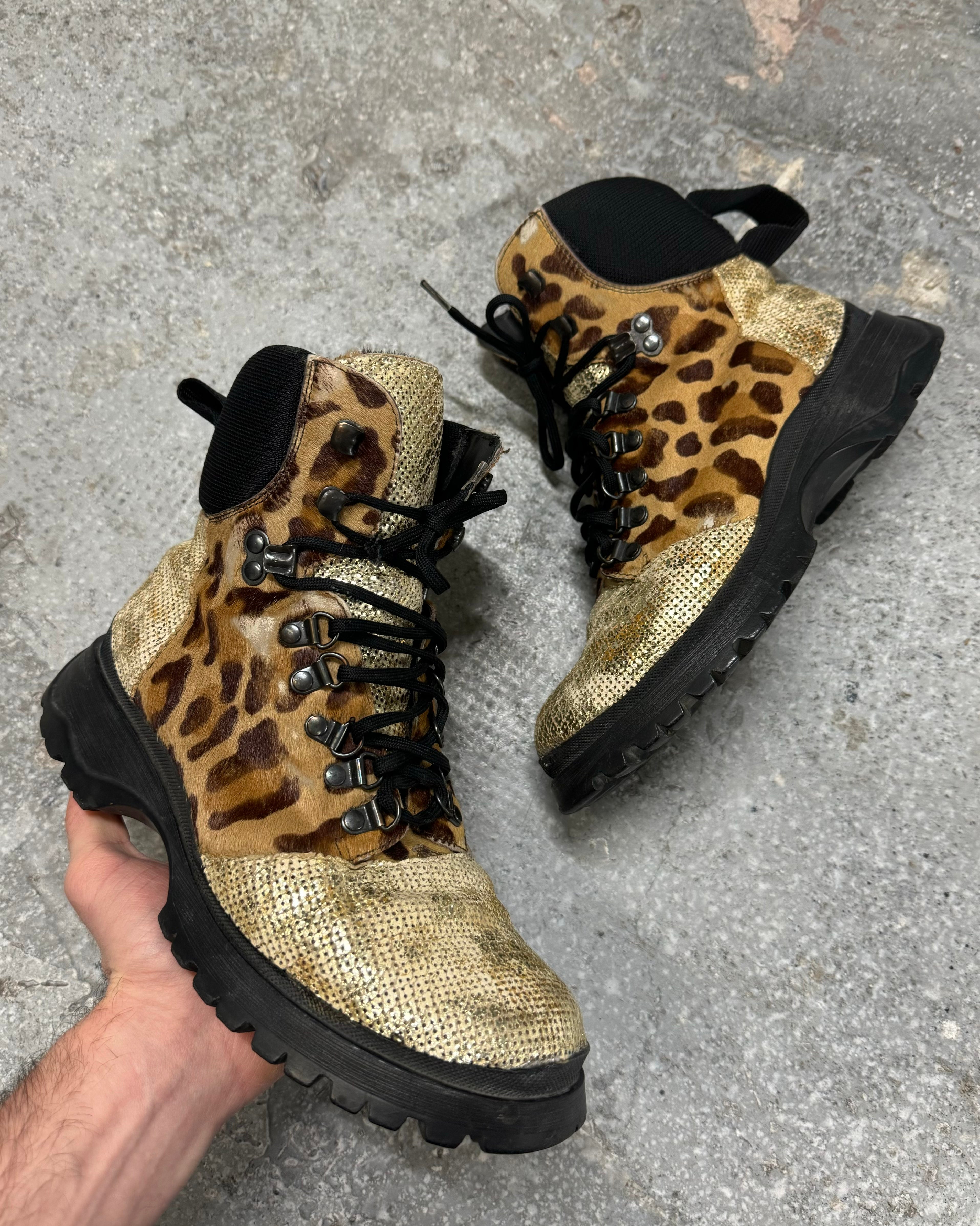 FW1999 Prada Leopard Pony Hair Hybride High Shoes  (OS)