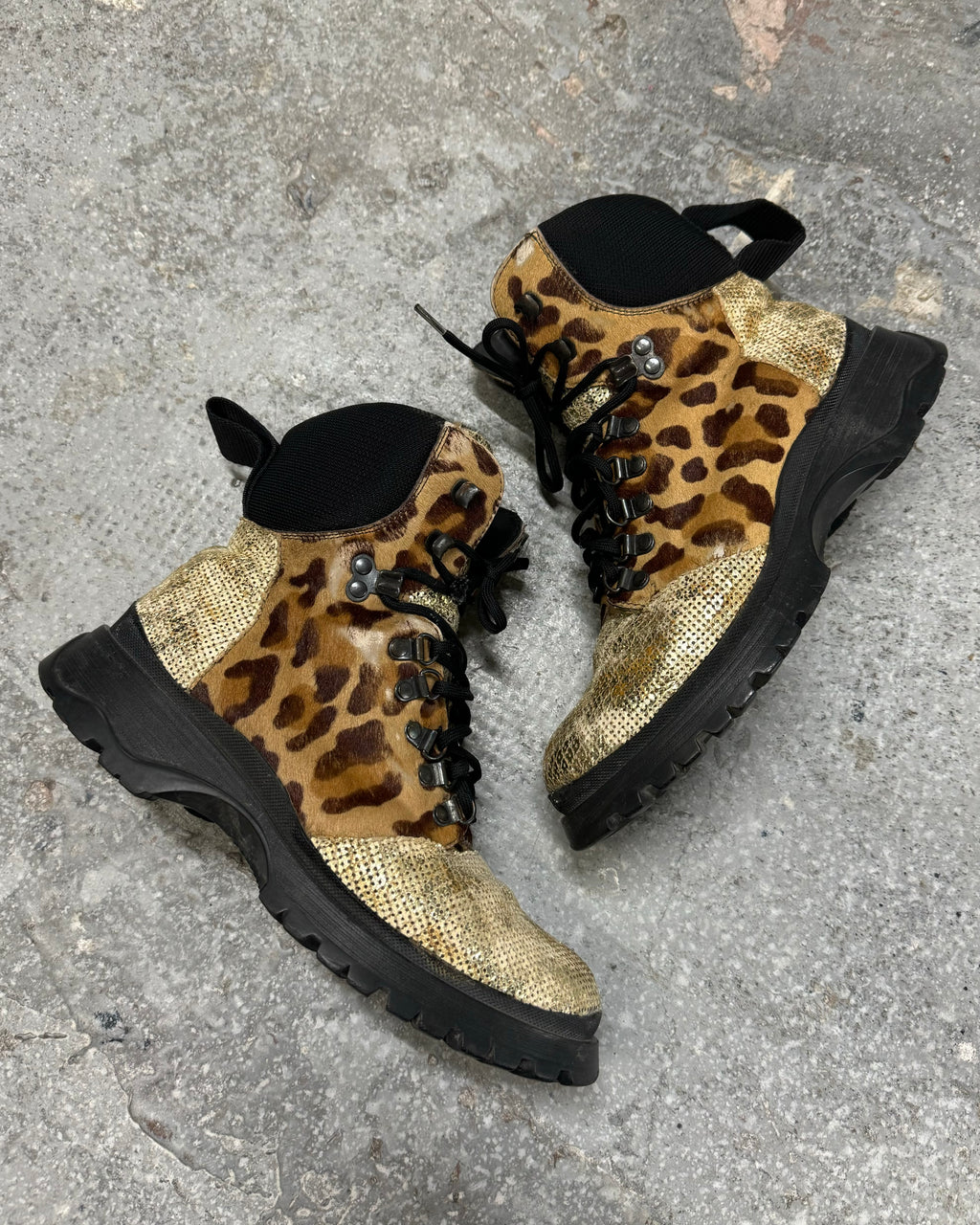 FW1999 Prada Leopard Pony Hair Hybride High Shoes  (OS)