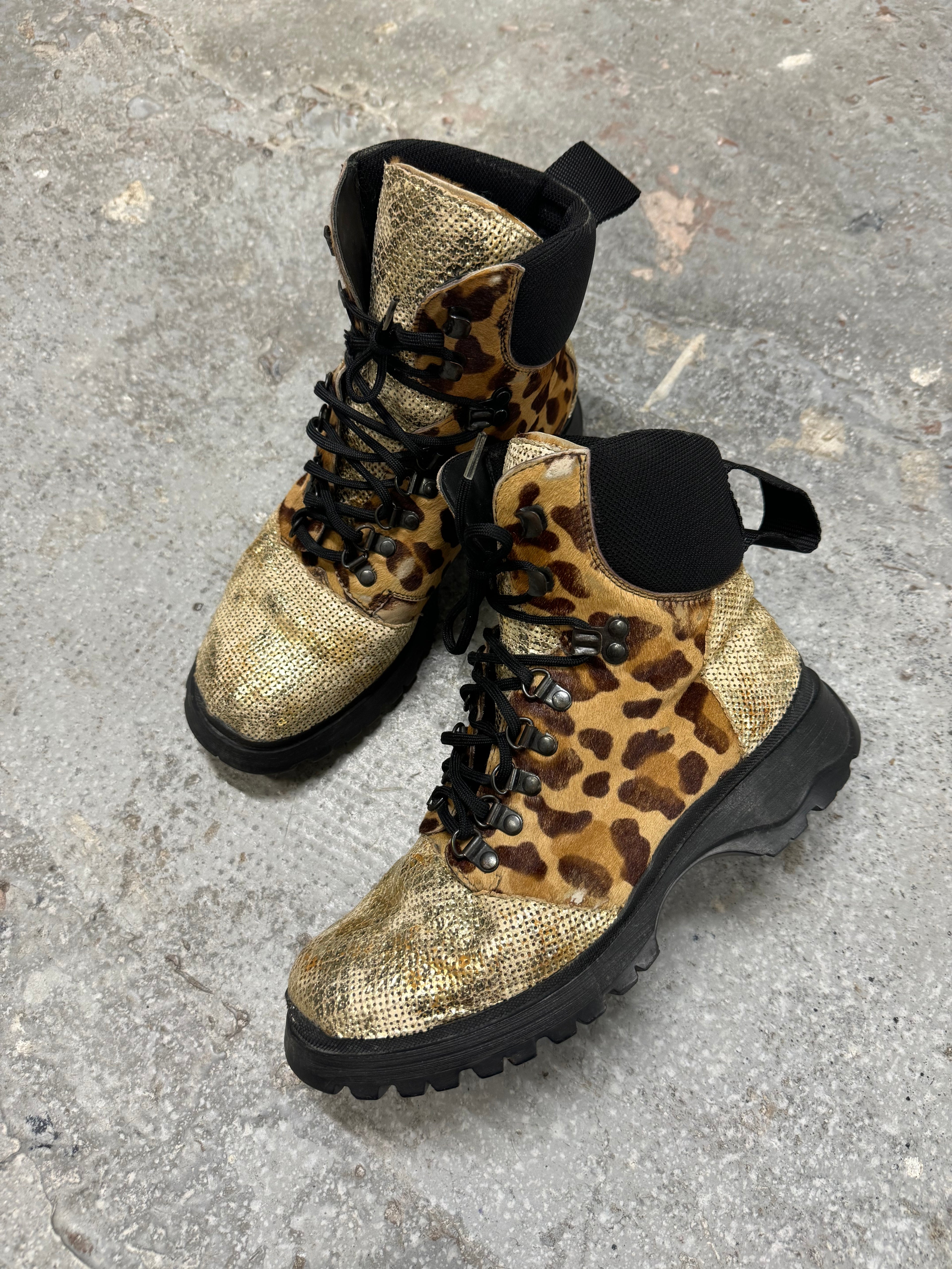 FW1999 Prada Leopard Pony Hair Hybride High Shoes  (OS)