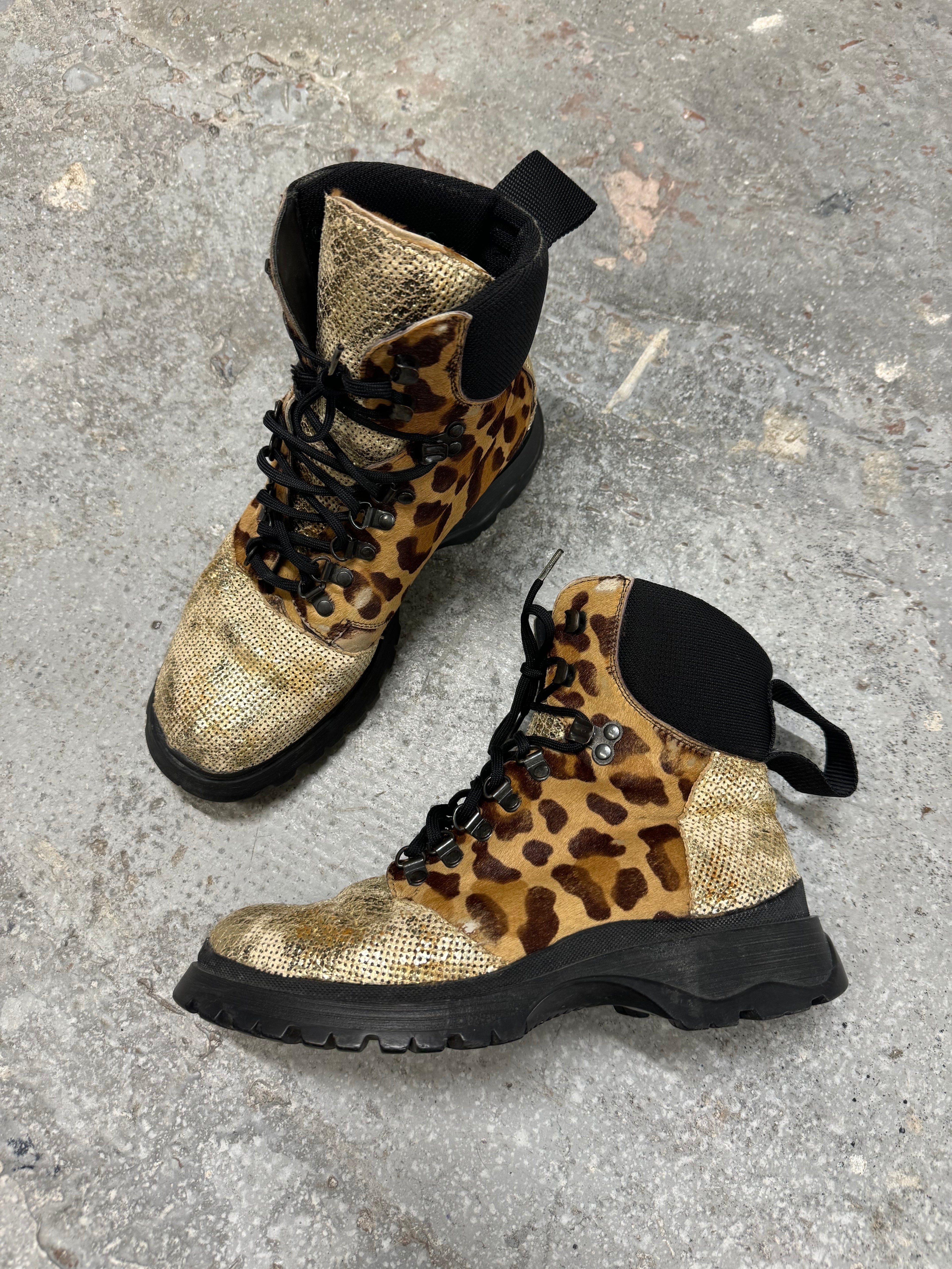 FW1999 Prada Leopard Pony Hair Hybride High Shoes  (OS)