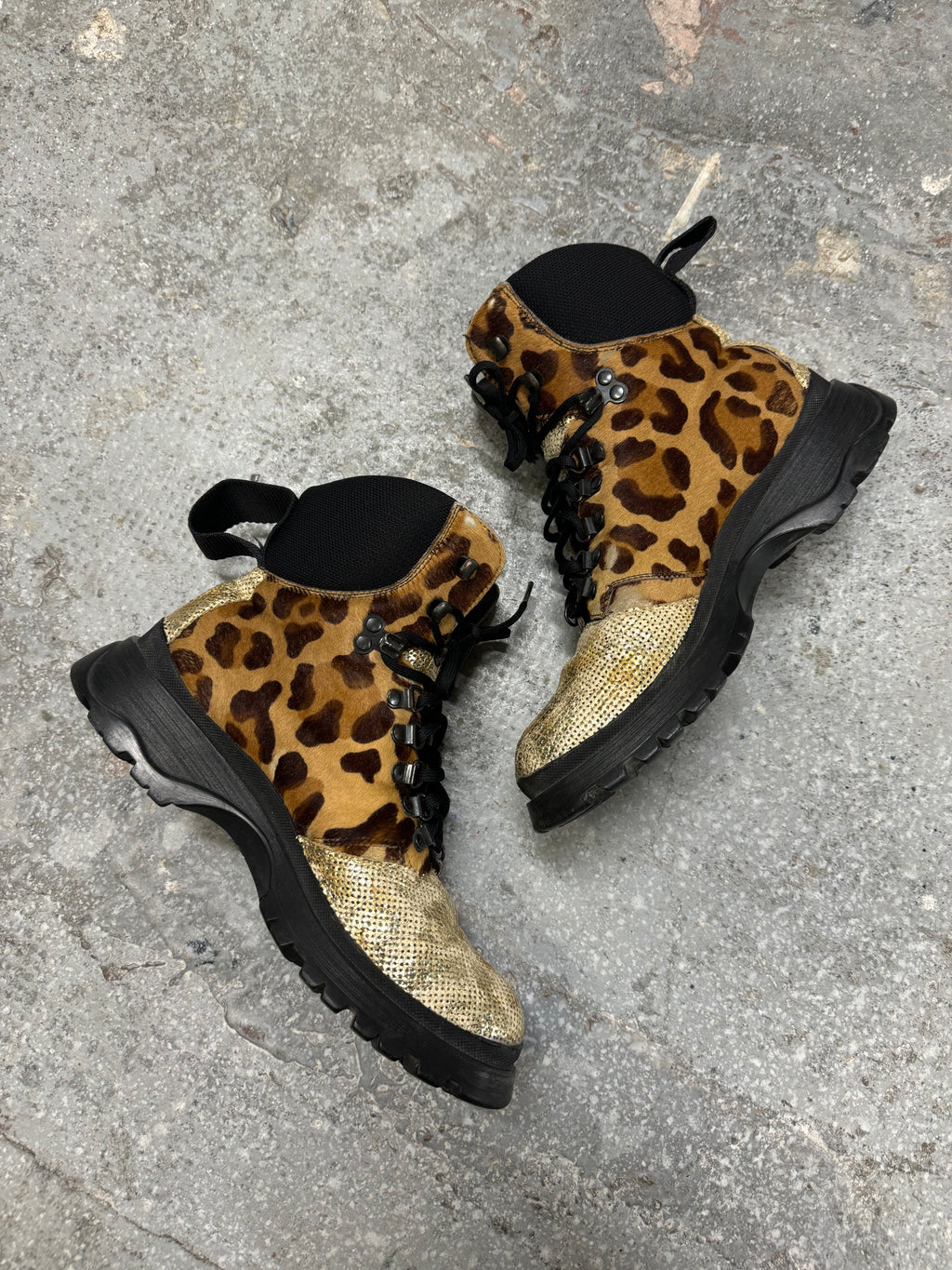 FW1999 Prada Leopard Pony Hair Hybride High Shoes  (OS)