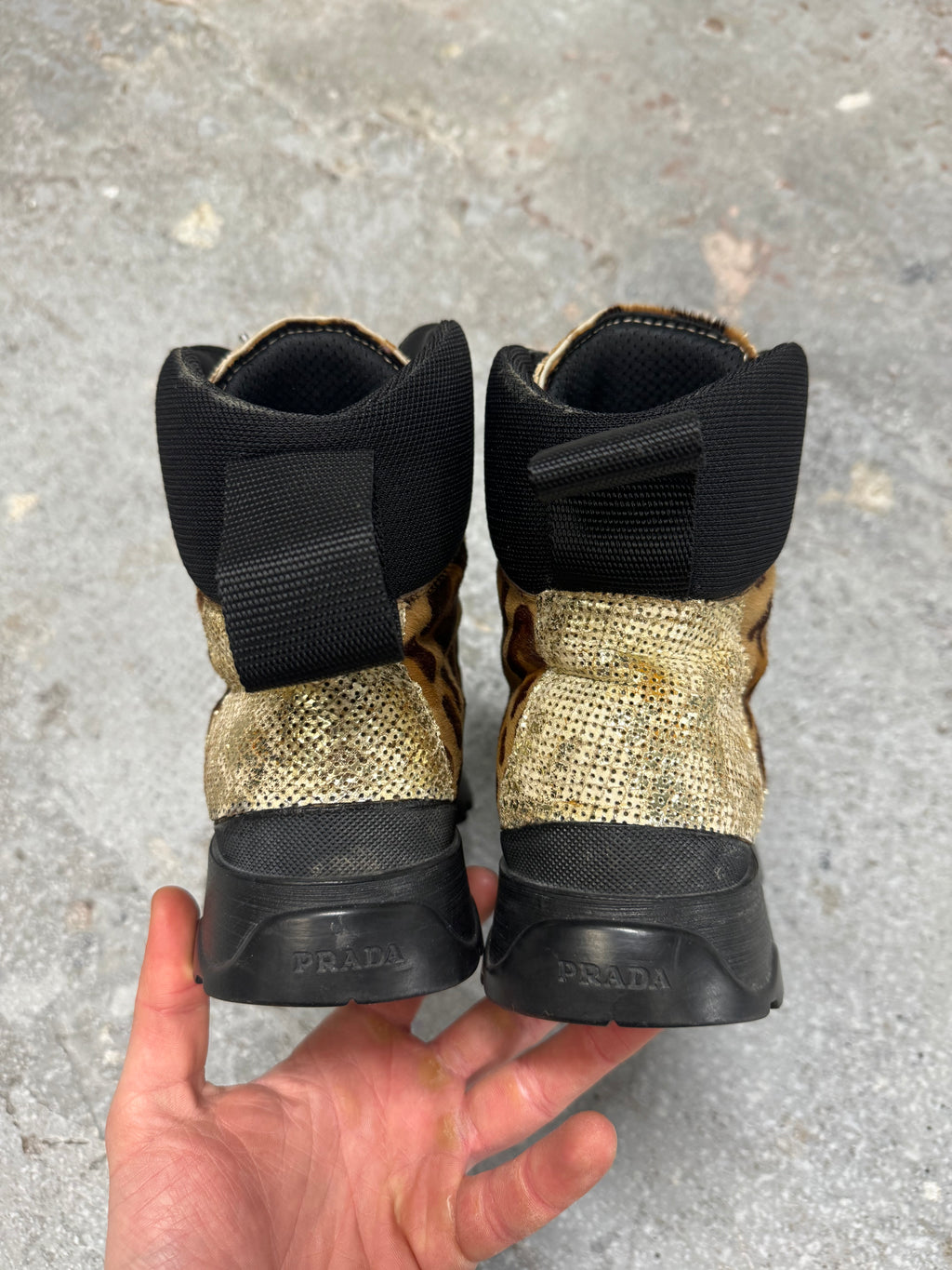 FW1999 Prada Leopard Pony Hair Hybride High Shoes  (OS)