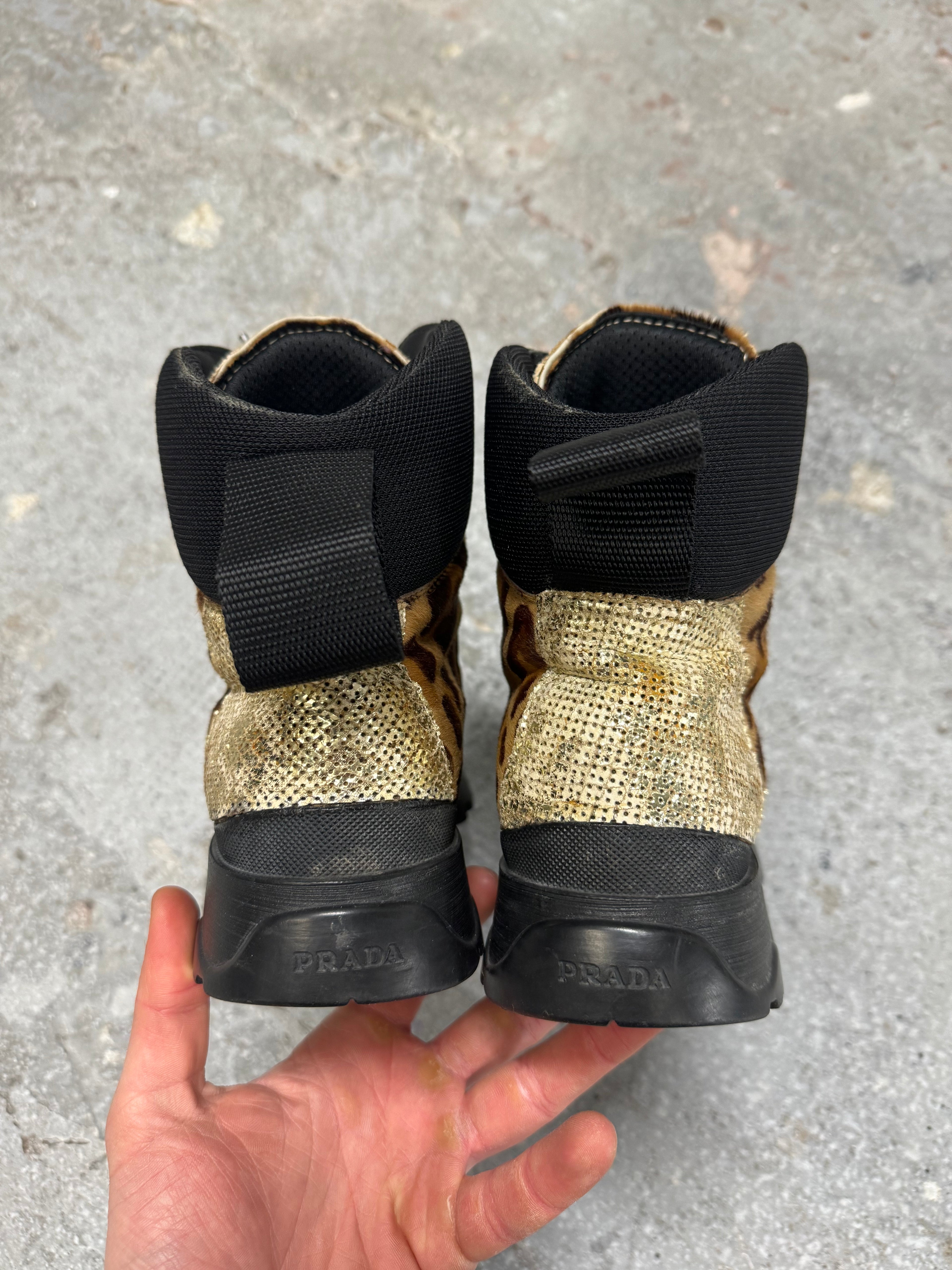 FW1999 Prada Leopard Pony Hair Hybride High Shoes  (OS)