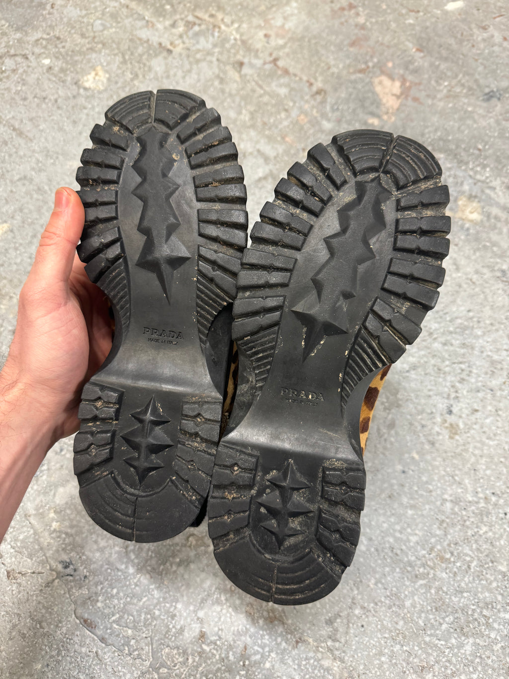 FW1999 Prada Leopard Pony Hair Hybride High Shoes  (OS)