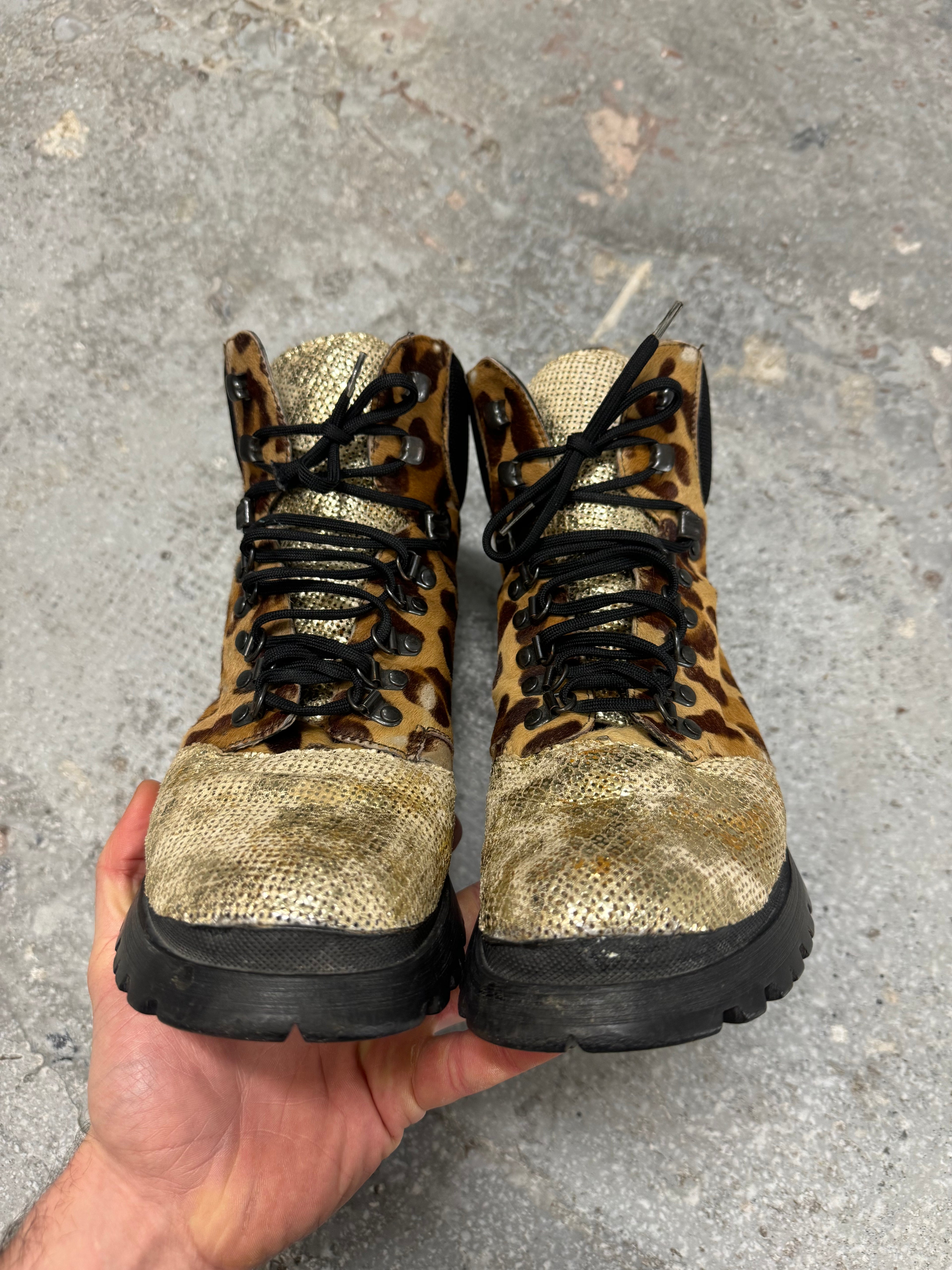 FW1999 Prada Leopard Pony Hair Hybride High Shoes  (OS)