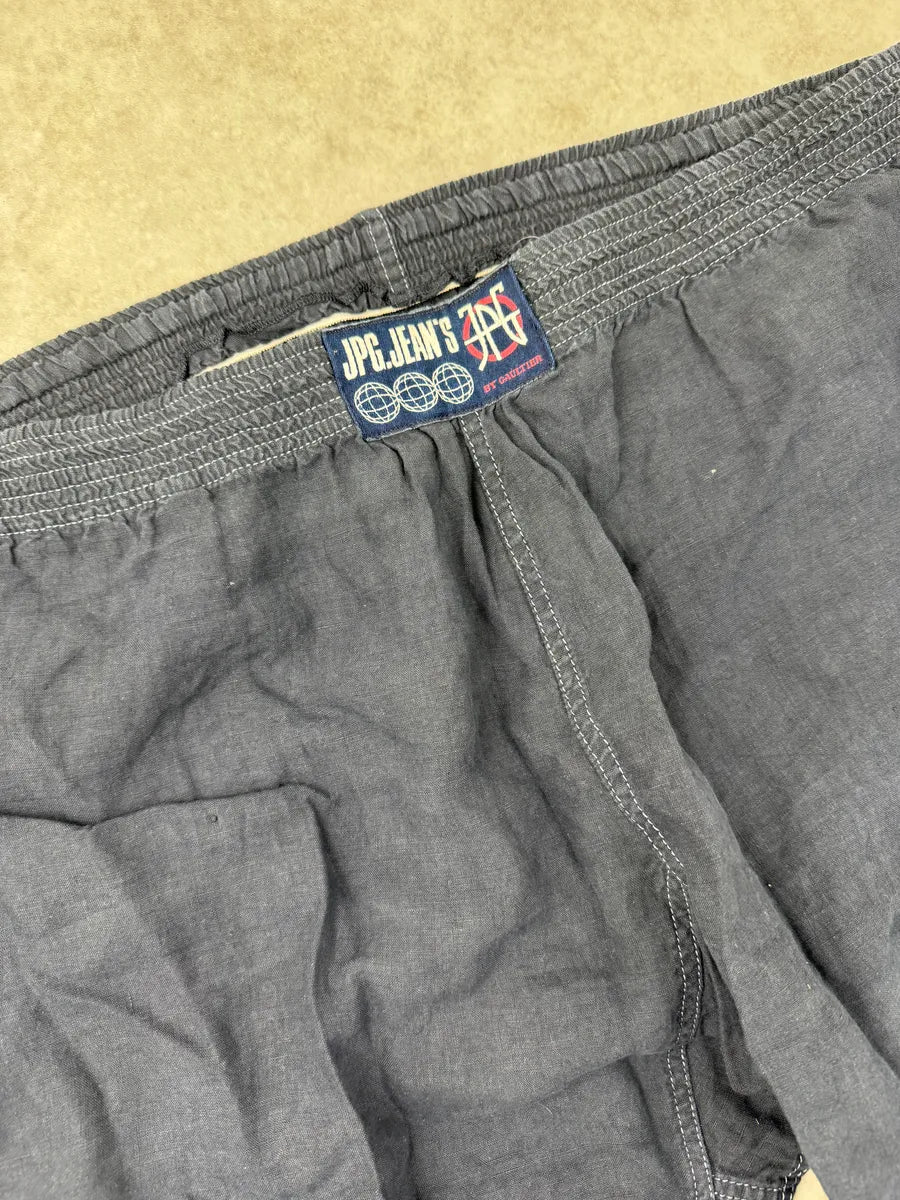 2000s Jean Paul Gaultier Navy Linen Elastic-Waist Pants JzkUKSEX 9