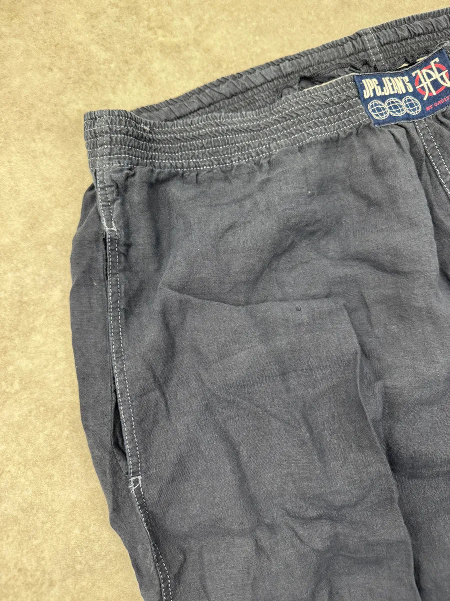 2000s Jean Paul Gaultier Navy Linen Elastic-Waist Pants JzkUKSEX 5