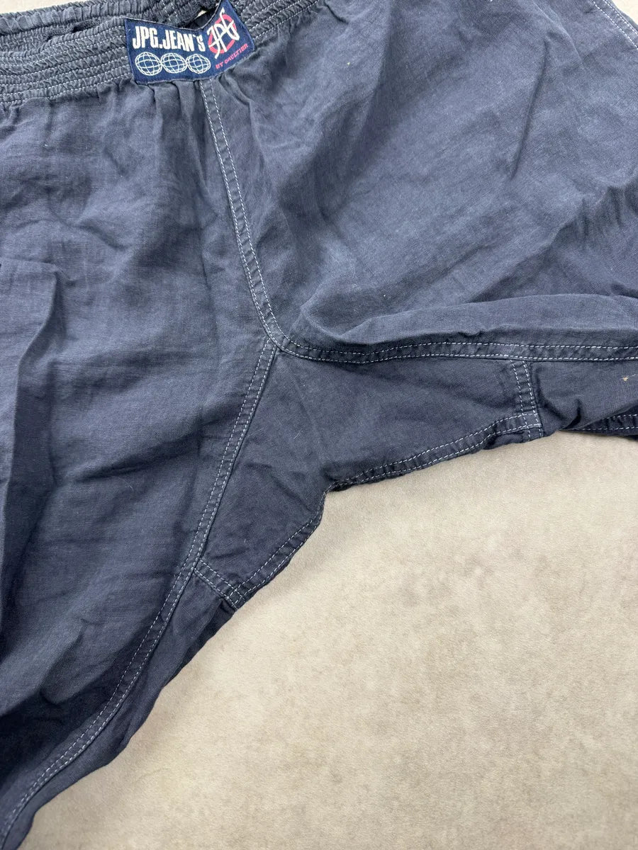 2000s Jean Paul Gaultier Navy Linen Elastic-Waist Pants JzkUKSEX 7