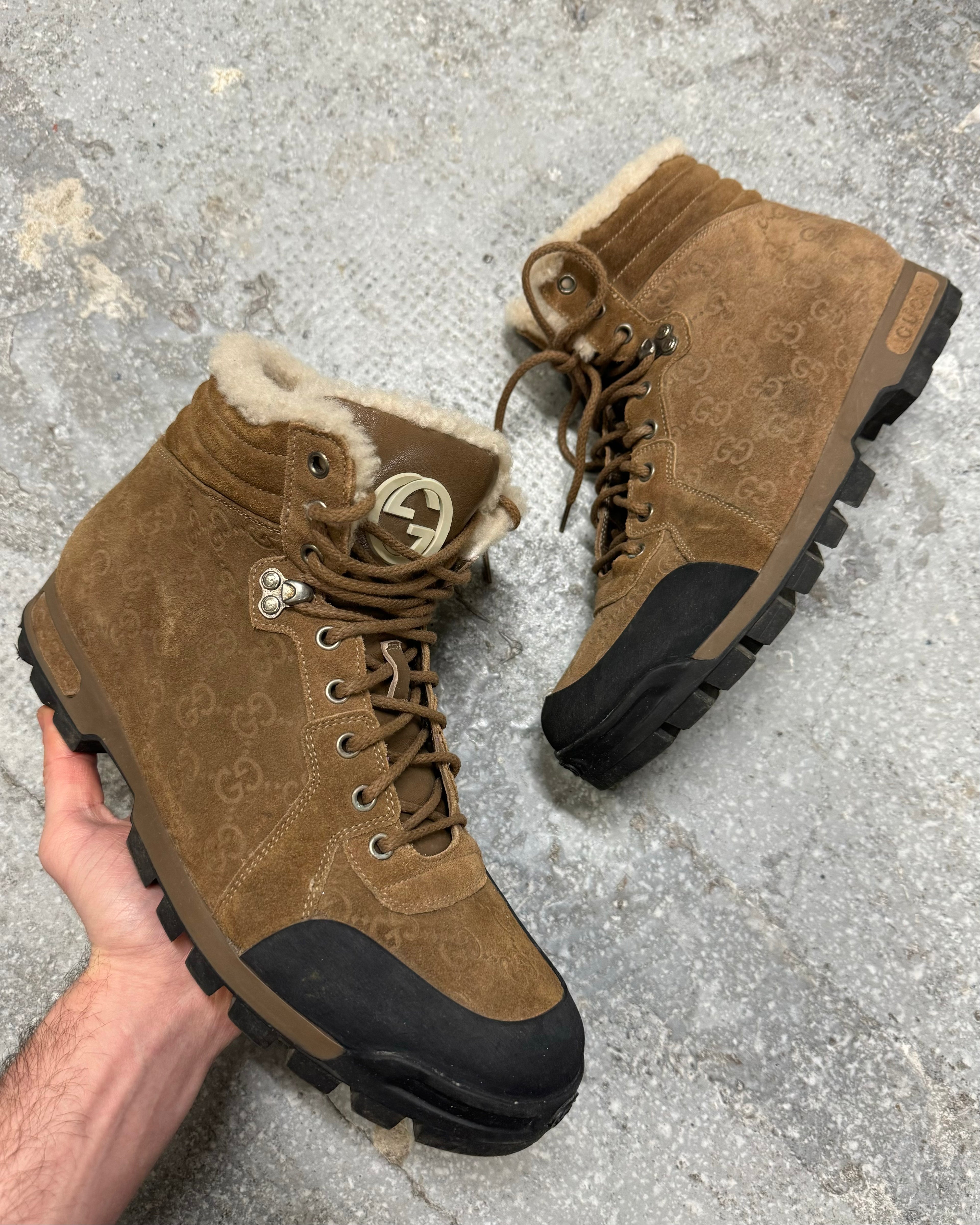 2000s Brown Gucci High Fur Mountain High Daily Shoes (45)