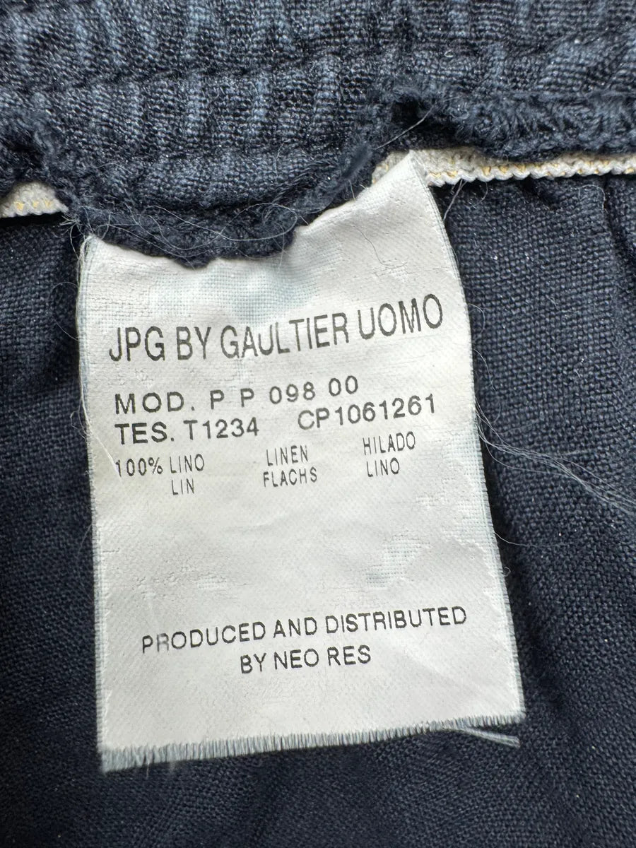 2000s Jean Paul Gaultier Navy Linen Elastic-Waist Pants JzkUKSEX 11