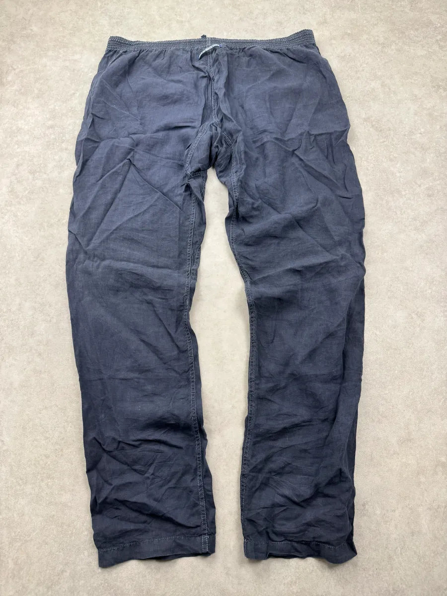 2000s Jean Paul Gaultier Navy Linen Elastic-Waist Pants JzkUKSEX 4