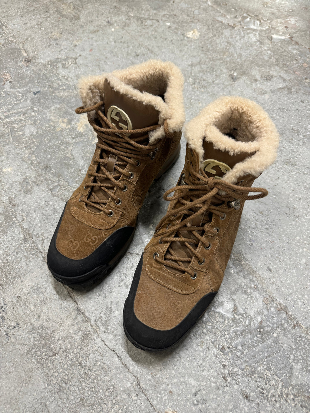 2000s Brown Gucci High Fur Mountain High Daily Shoes (45)