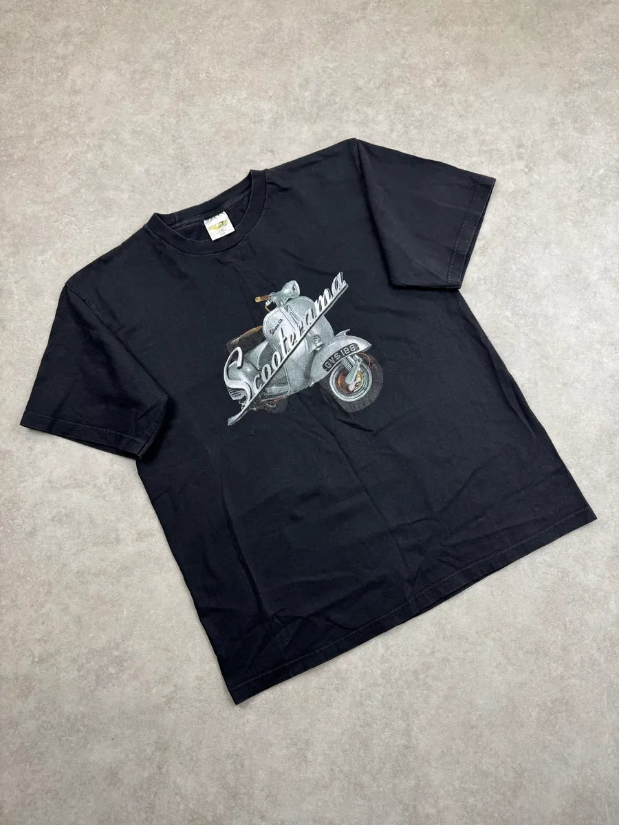 Vespa Black Scooter Graphic Logo T-Shirt bEfTJfKM 3