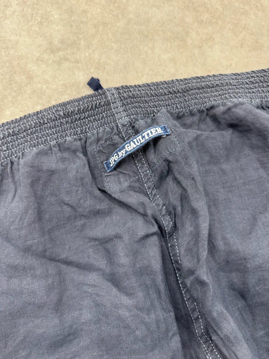 2000s Jean Paul Gaultier Navy Linen Elastic-Waist Pants JzkUKSEX 12