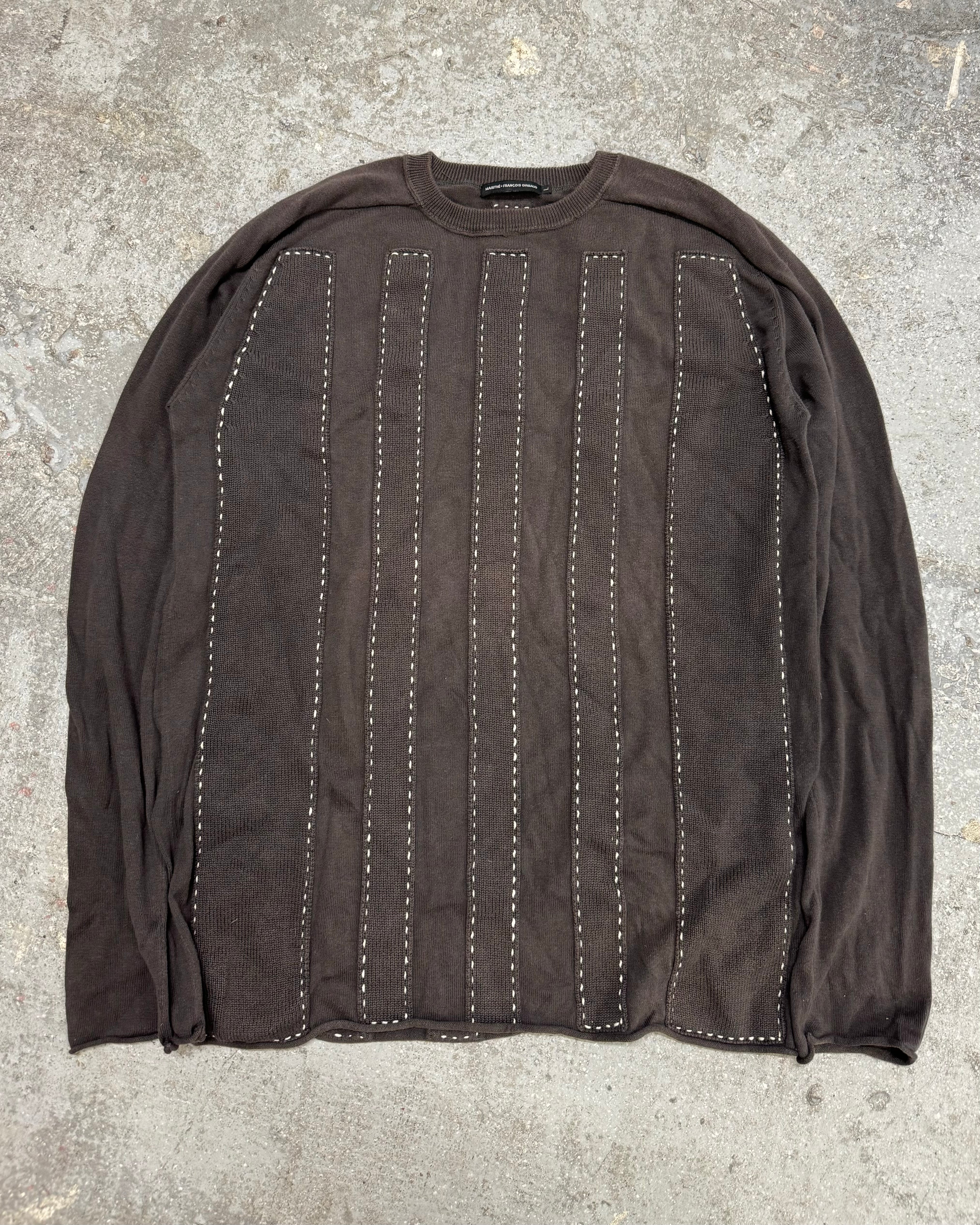 2000s Marithé + François Girbaud Relief Brown Avant-Garde Sweater (L)
