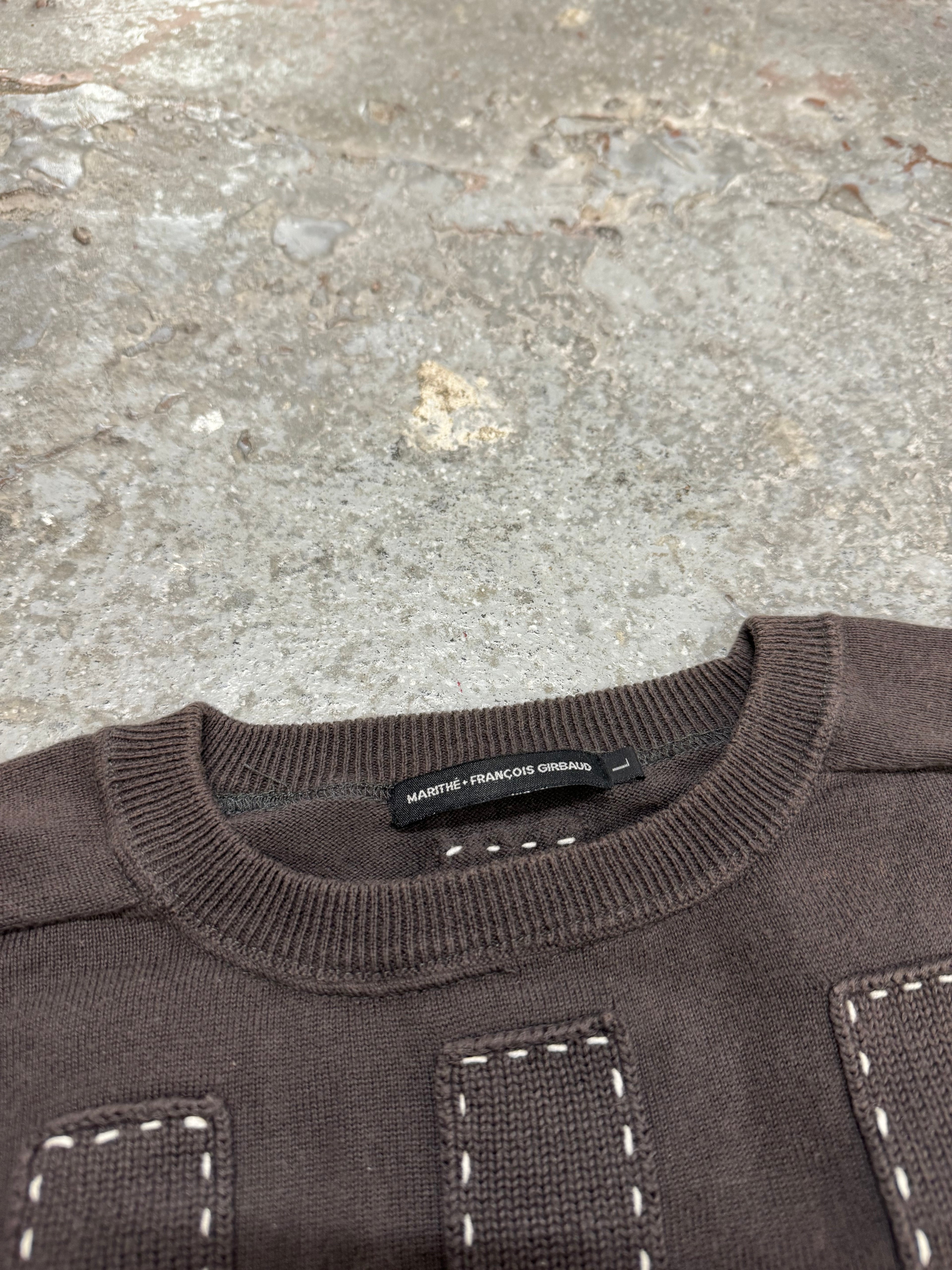 2000s Marithé + François Girbaud Relief Brown Avant-Garde Sweater (L)
