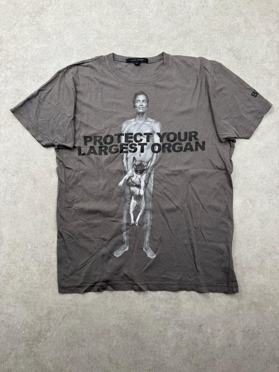 Marc Jacobs Taupe Protect Your Organ Graphic T-Shirt SATvbhOx 0