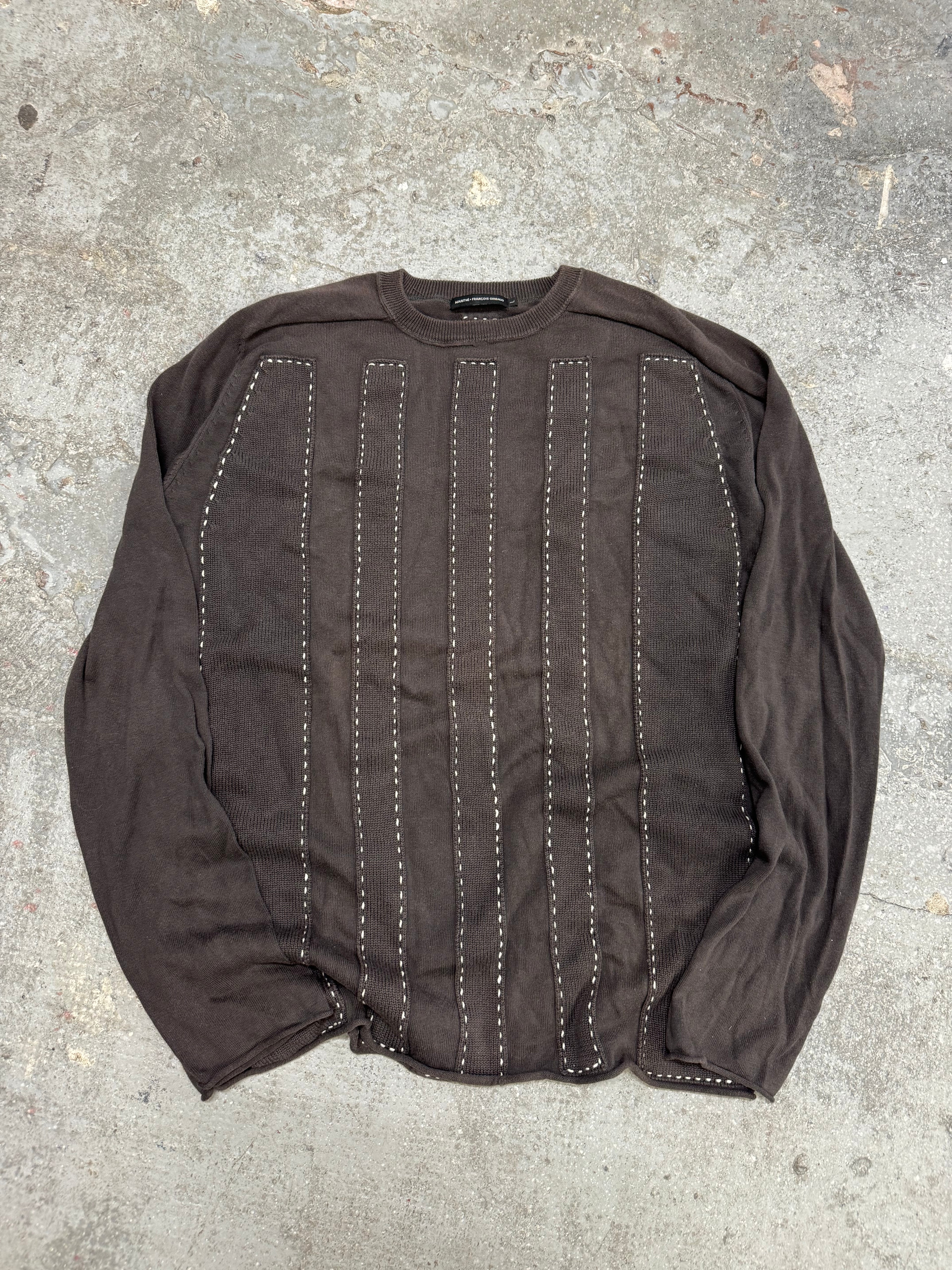 2000s Marithé + François Girbaud Relief Brown Avant-Garde Sweater (L)