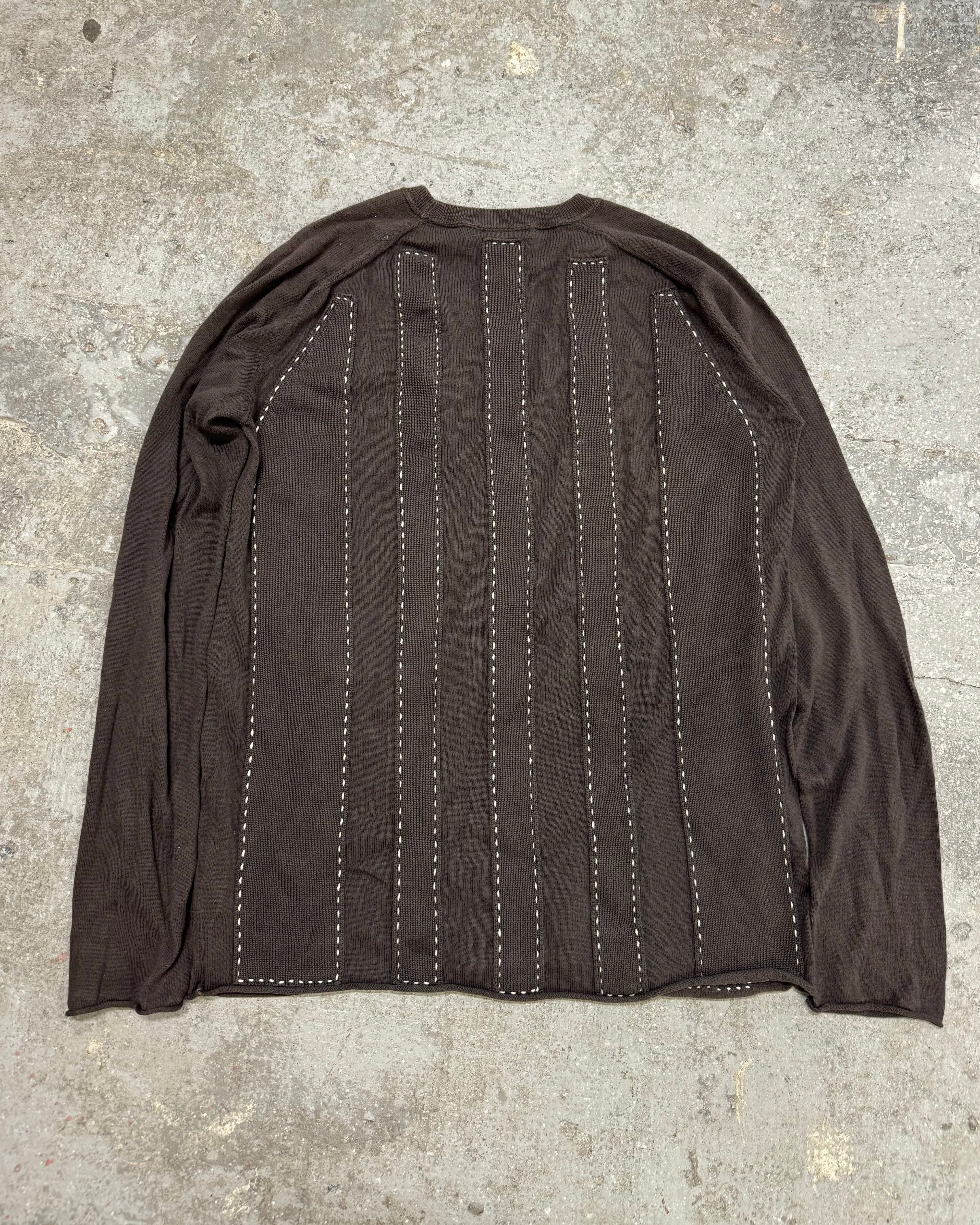 2000s Marithé + François Girbaud Relief Brown Avant-Garde Sweater (L)
