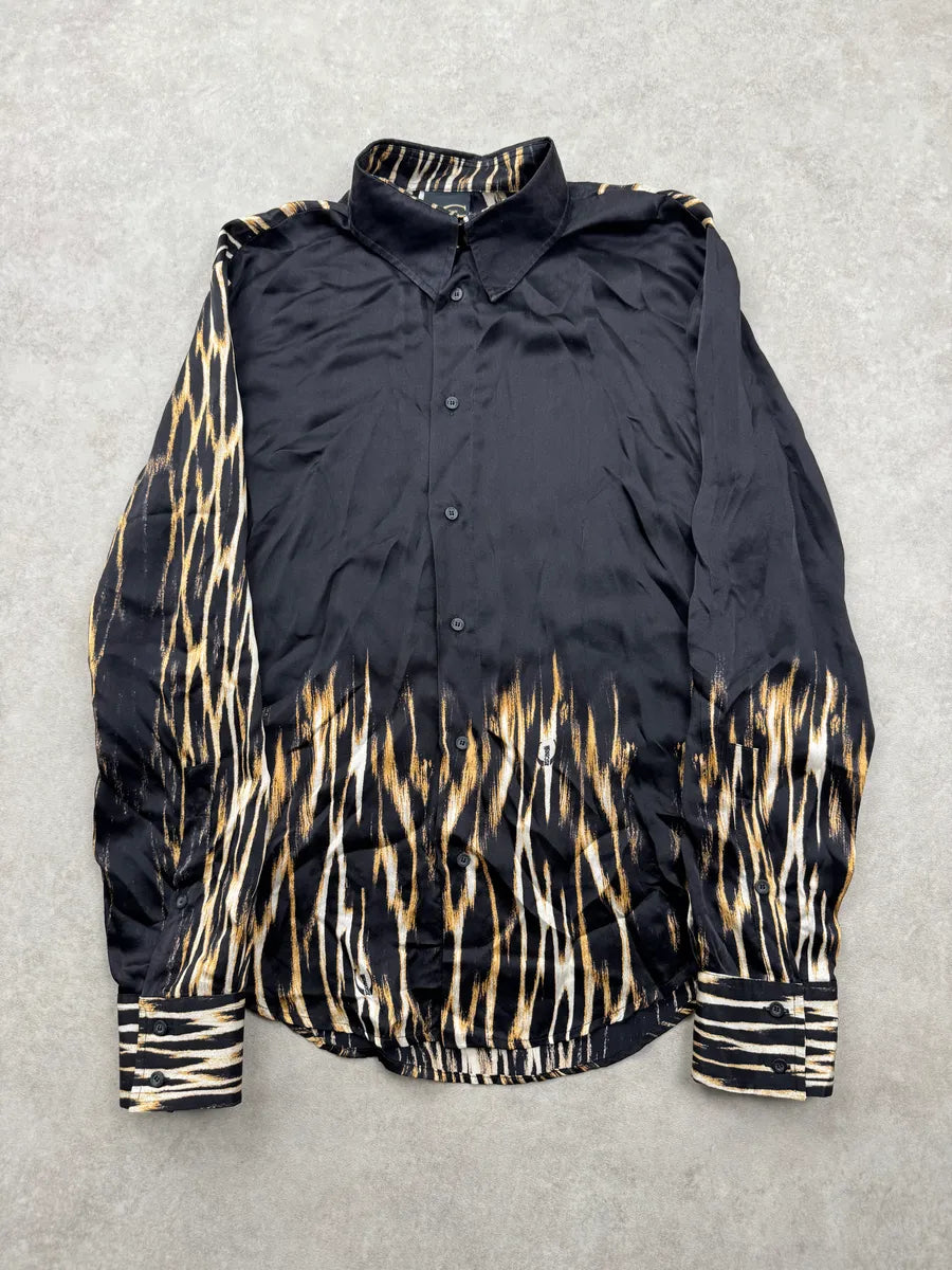 2000s Cavalli Black Fire Magma Shirt qgjTuvVZ 0