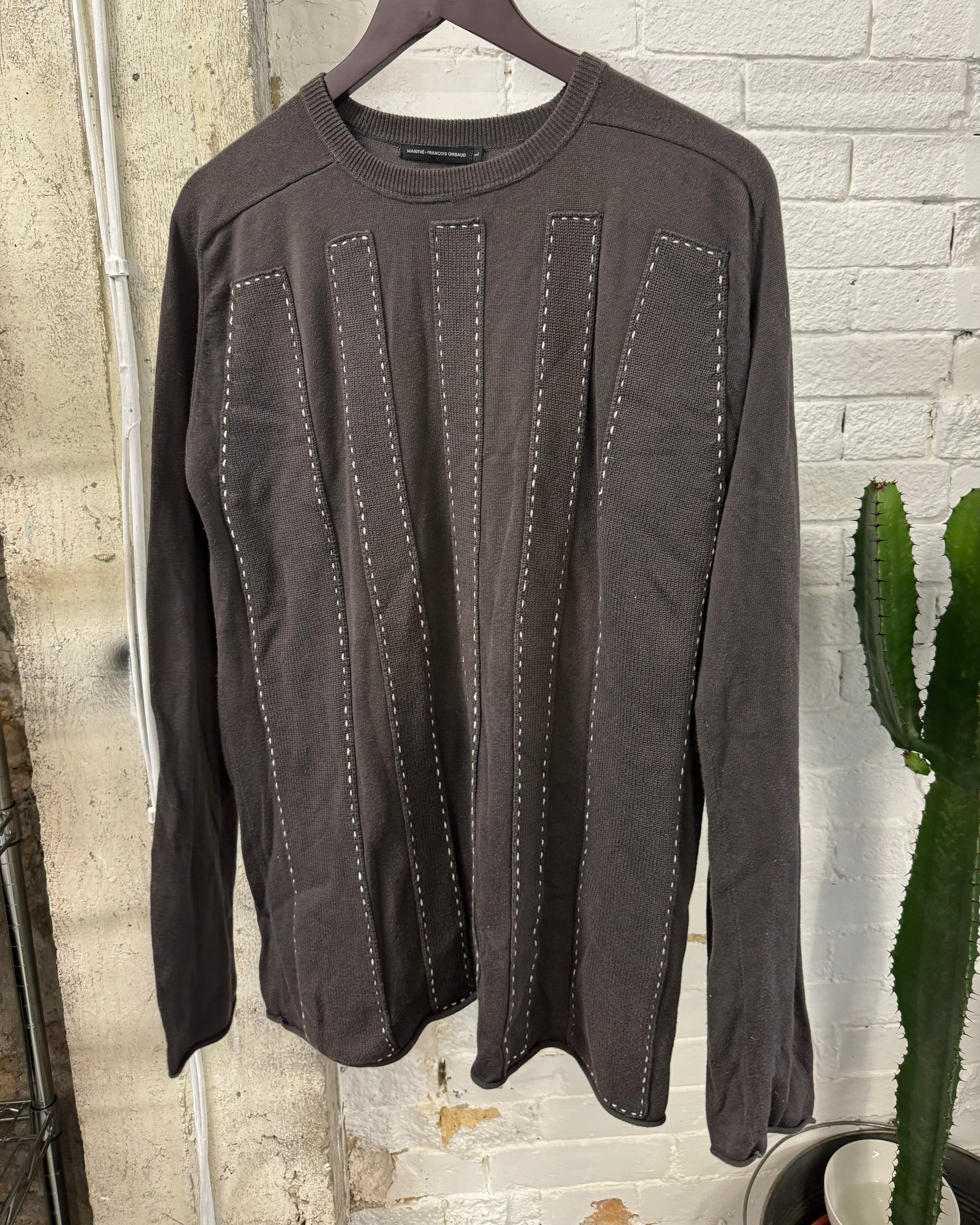 2000s Marithé + François Girbaud Relief Brown Avant-Garde Sweater (L)