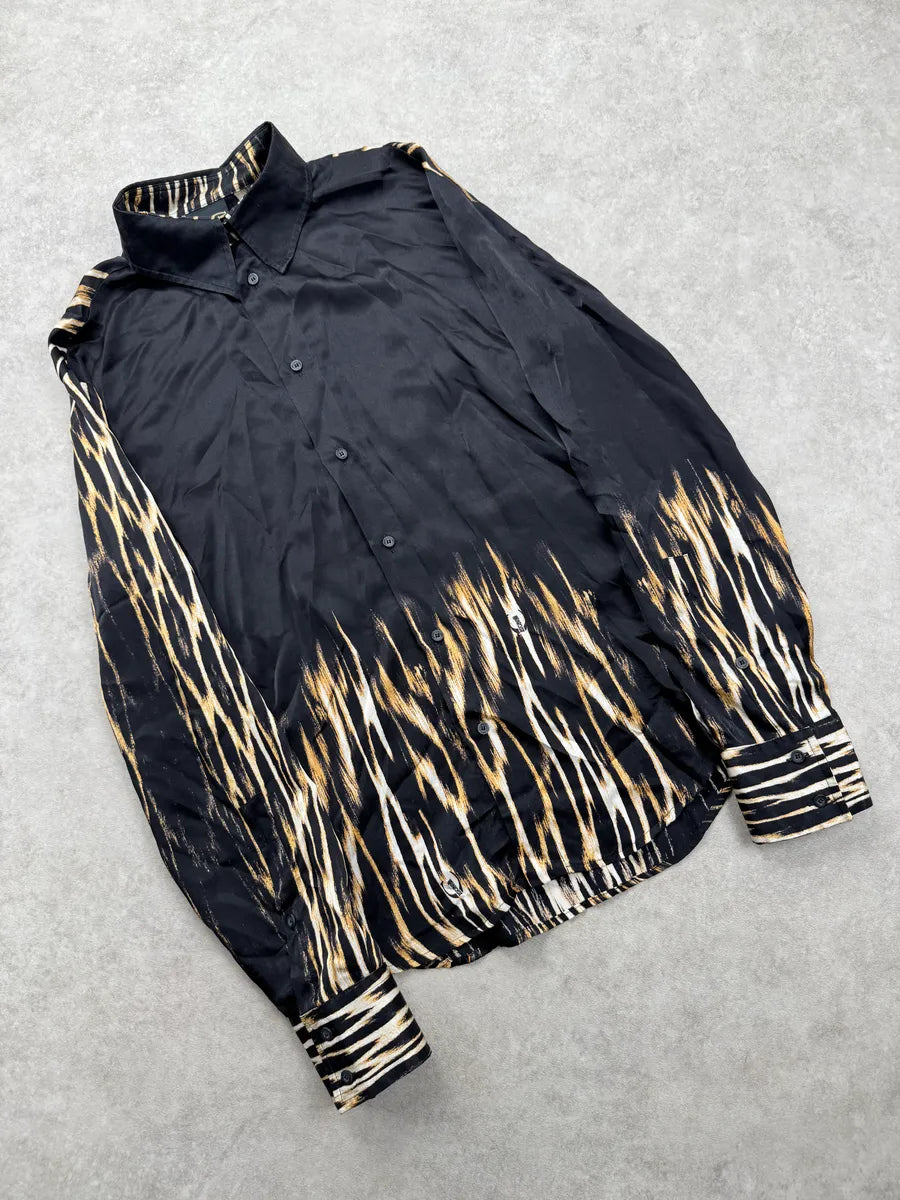 2000s Cavalli Black Fire Magma Shirt qgjTuvVZ 6