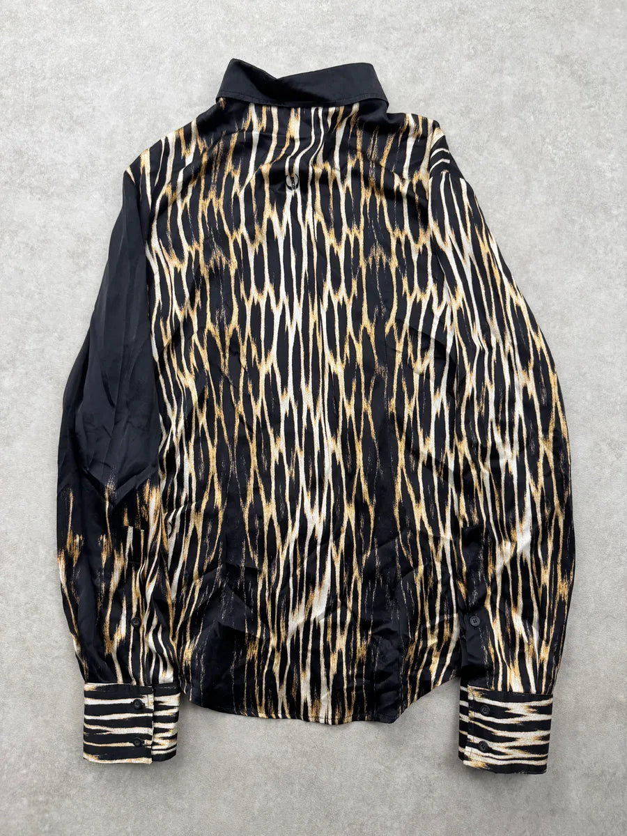 2000s Cavalli Black Fire Magma Shirt qgjTuvVZ 5