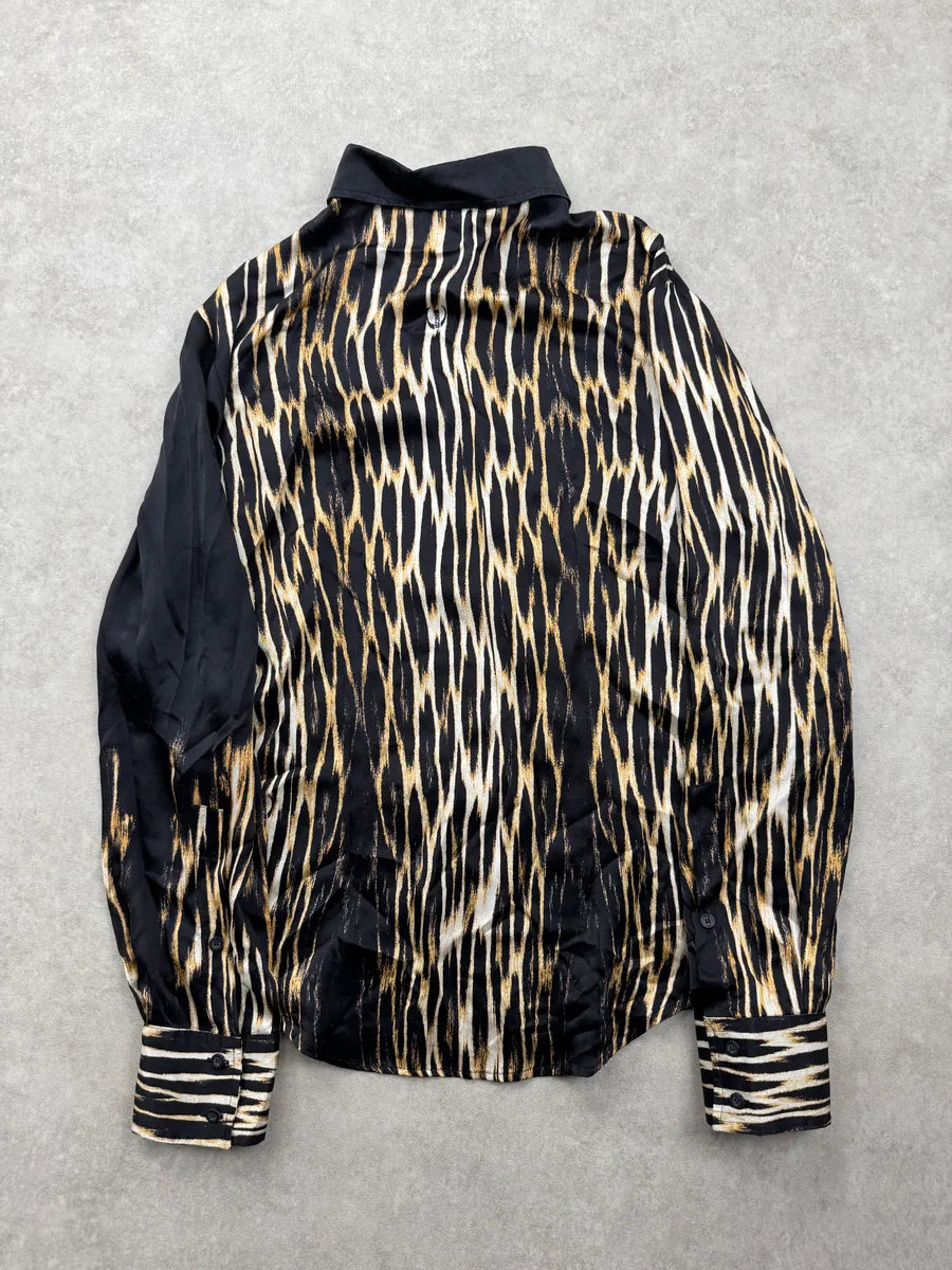 2000s Cavalli Black Fire Magma Shirt qgjTuvVZ 4