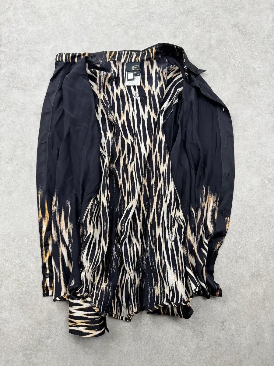2000s Cavalli Black Fire Magma Shirt qgjTuvVZ 3