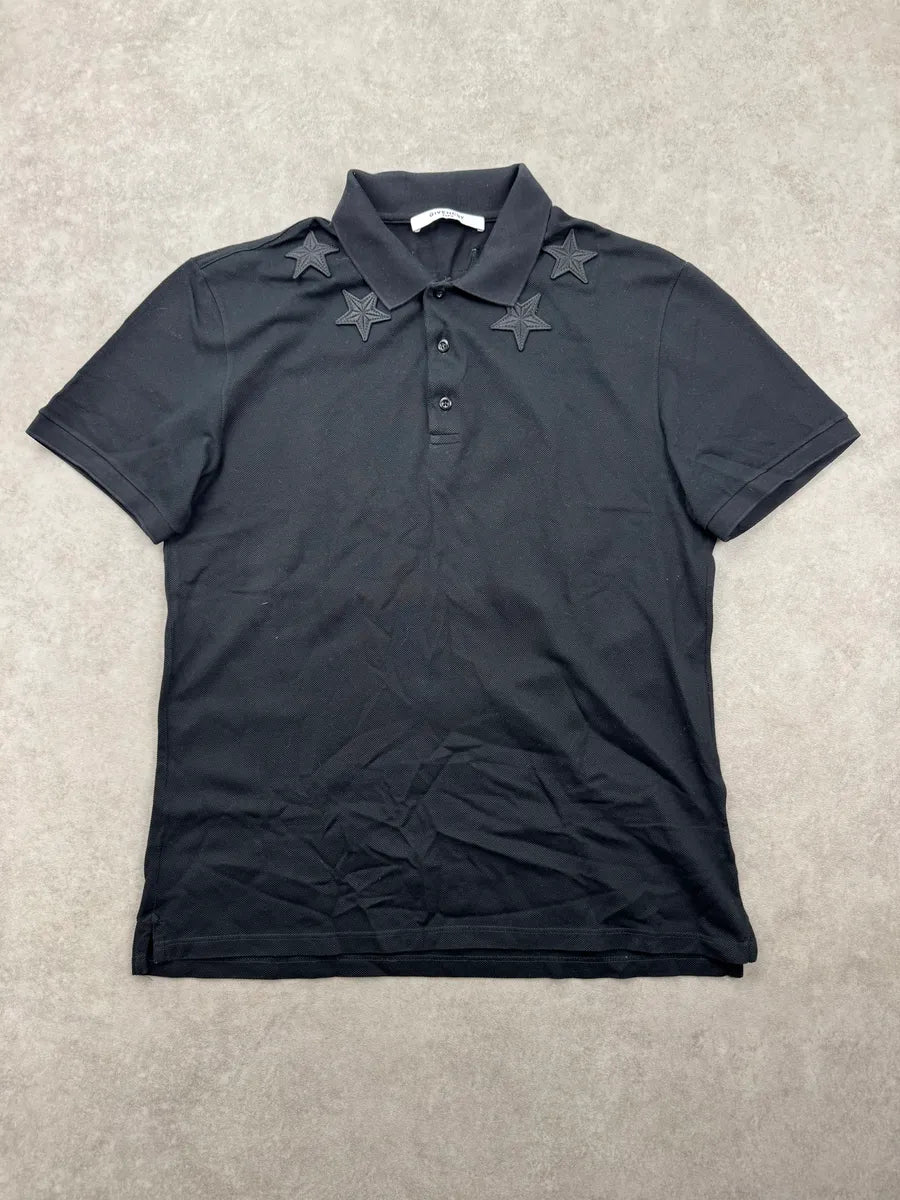 2010s Givenchy Black Stars Embroidered Polo by Riccardo Tisci UtAZlzjq 0