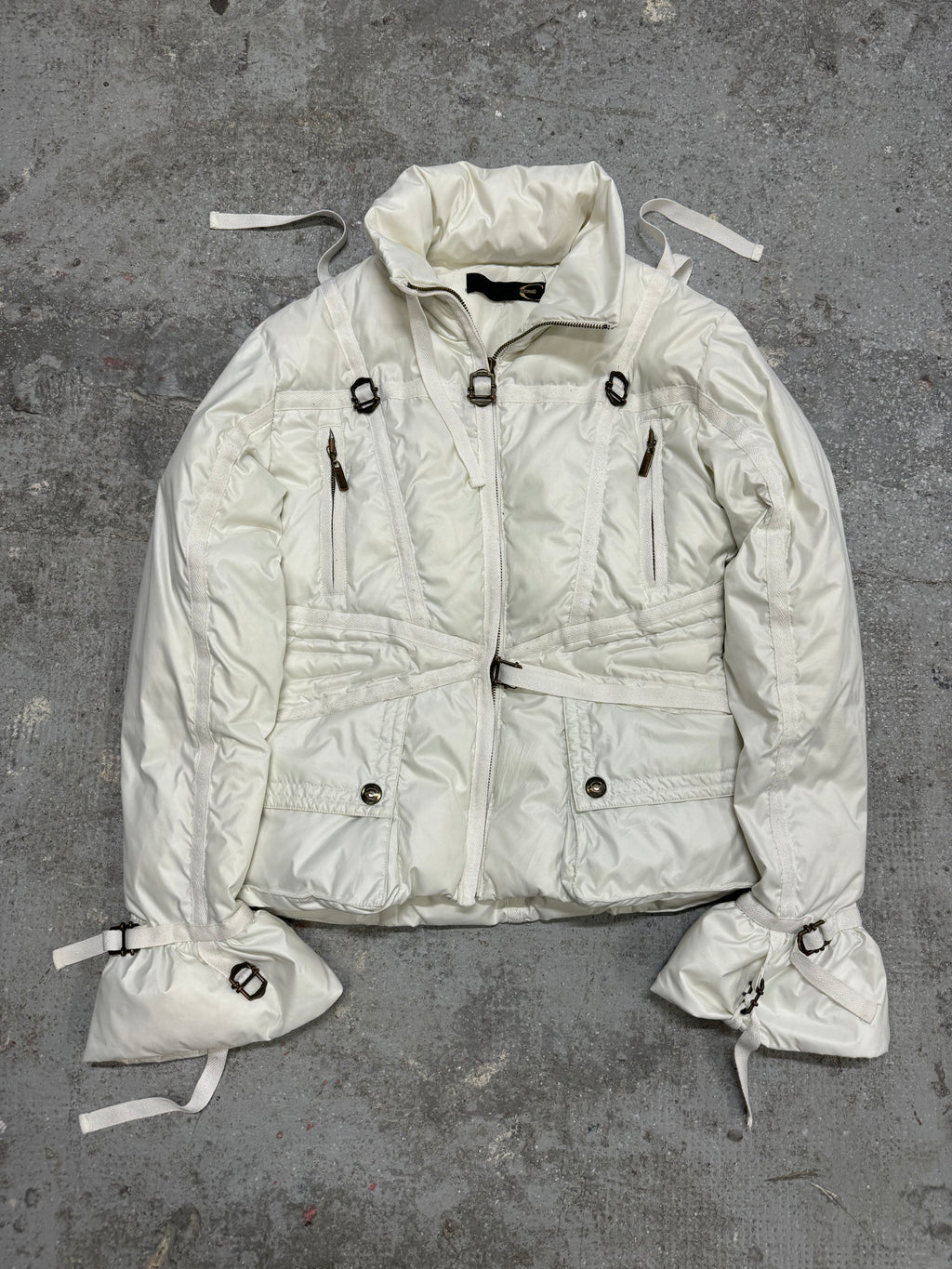 1990s Cavalli White Parachute Harness Puffer Jacket (S/M)