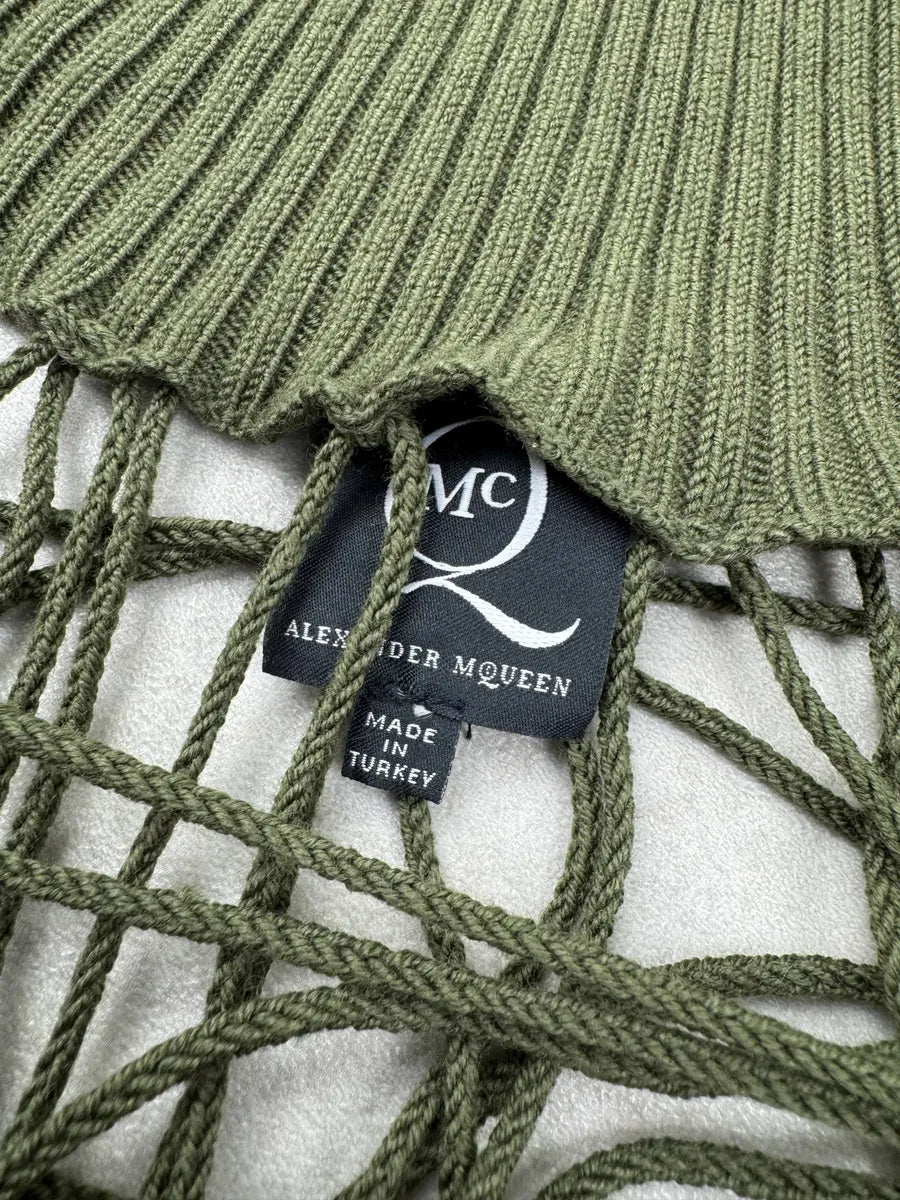 AW2011 Alexander McQueen Olive Wool Cutout Cable-Knit Dress ZldPyZau 6