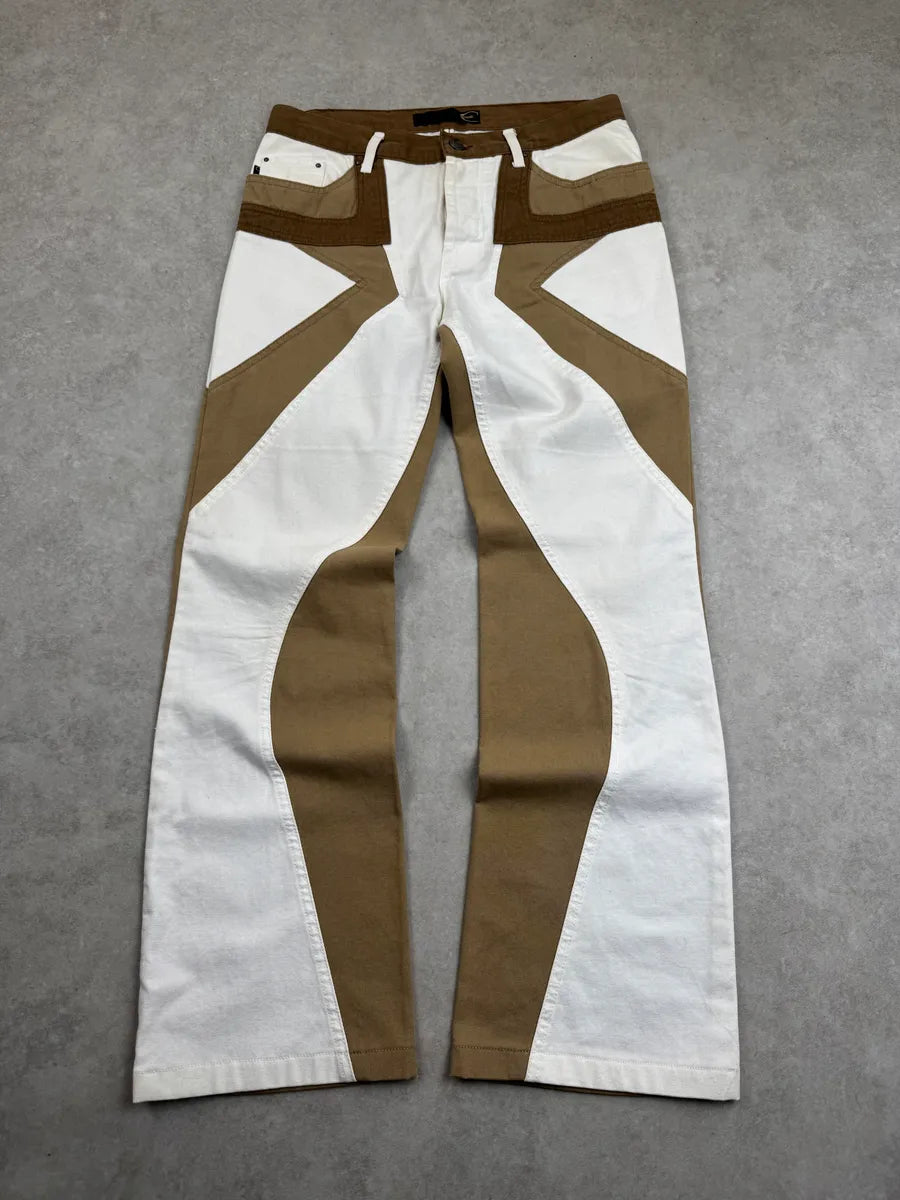 SS2004 Cavalli Tan Sand White Beige Two-Tone Pants nLGhDWPN 0