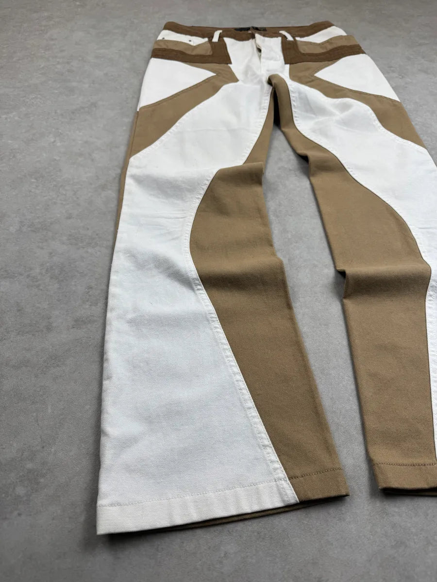 SS2004 Cavalli Tan Sand White Beige Two-Tone Pants nLGhDWPN 5