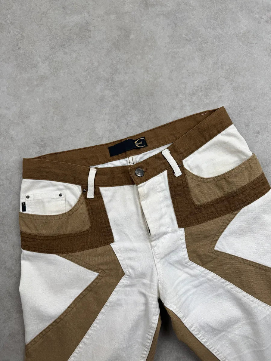 SS2004 Cavalli Tan Sand White Beige Two-Tone Pants nLGhDWPN 7