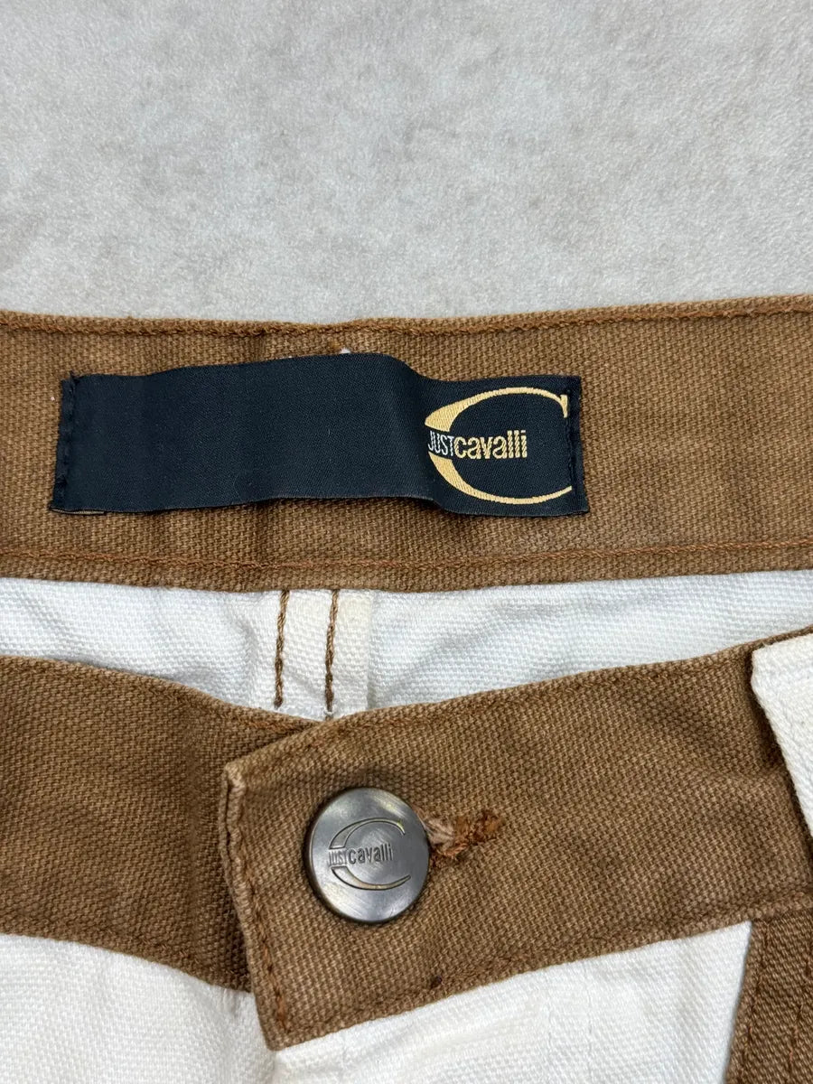 SS2004 Cavalli Tan Sand White Beige Two-Tone Pants nLGhDWPN 9