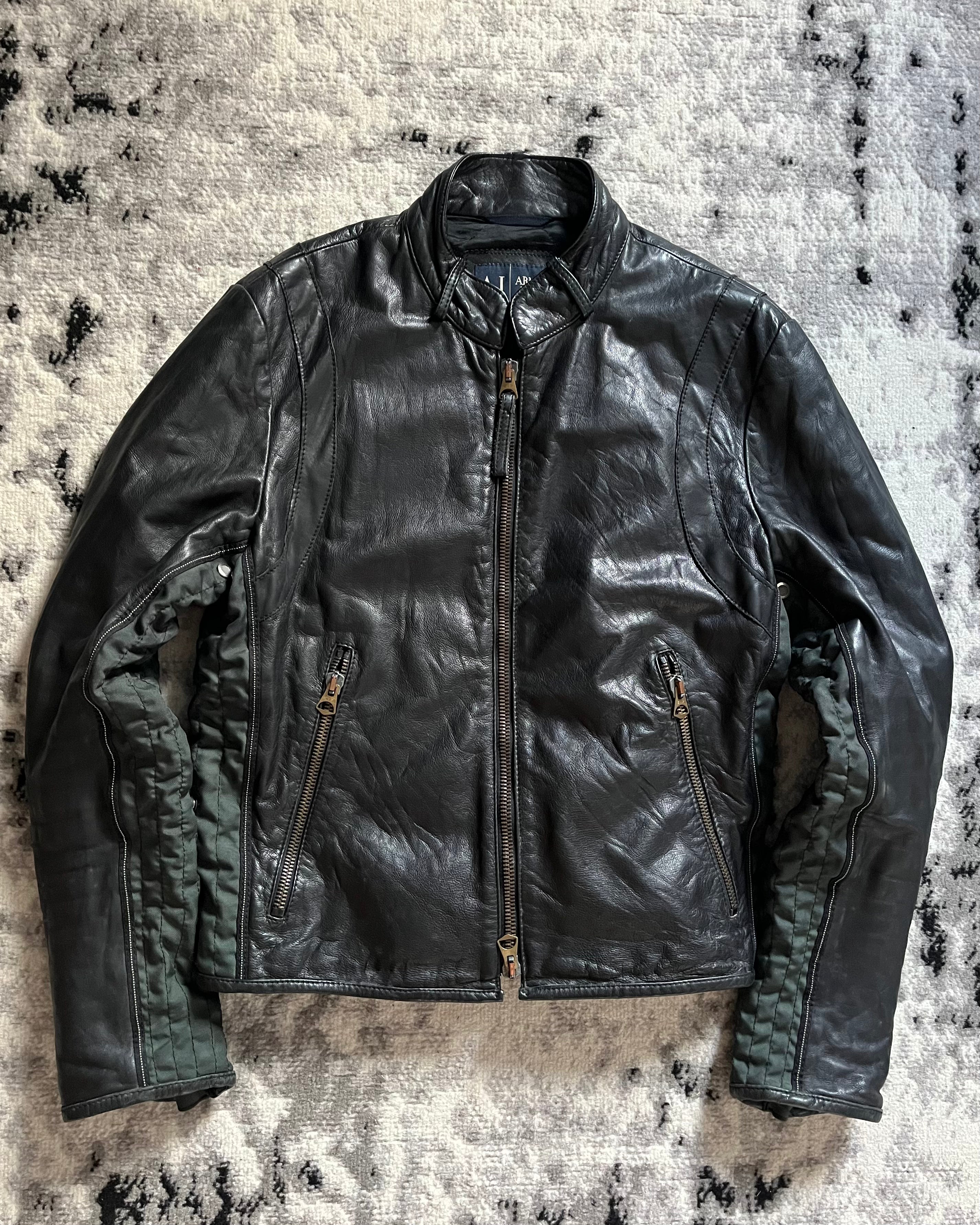 90s アルマーニ テクニカル レザー ジャケット (M)