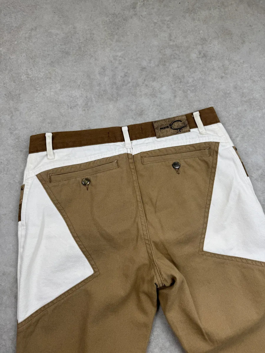 SS2004 Cavalli Tan Sand White Beige Two-Tone Pants nLGhDWPN 8