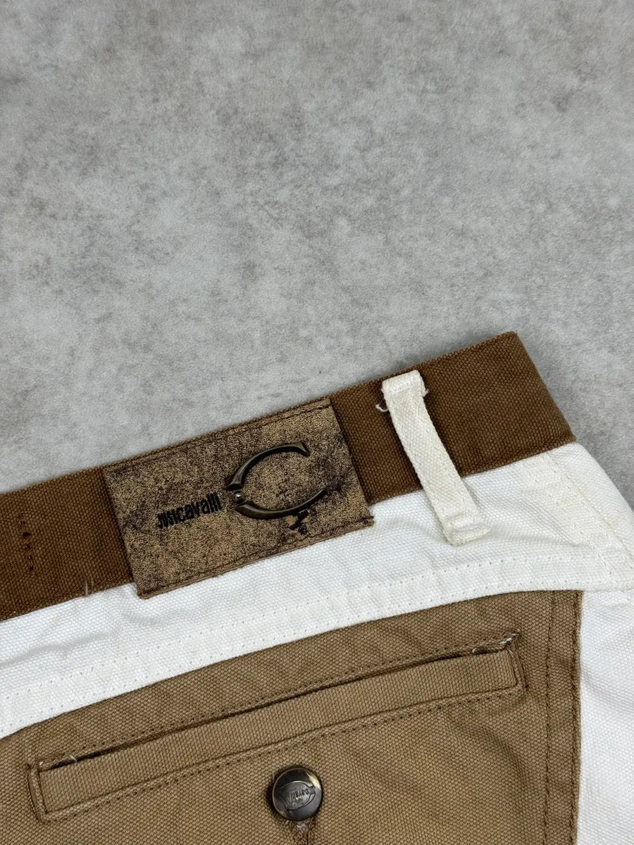 SS2004 Cavalli Tan Sand White Beige Two-Tone Pants nLGhDWPN 11