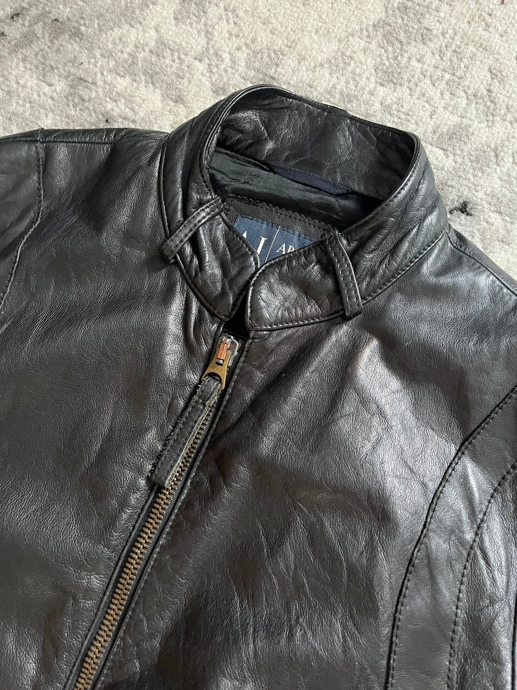 90s アルマーニ テクニカル レザー ジャケット (M)