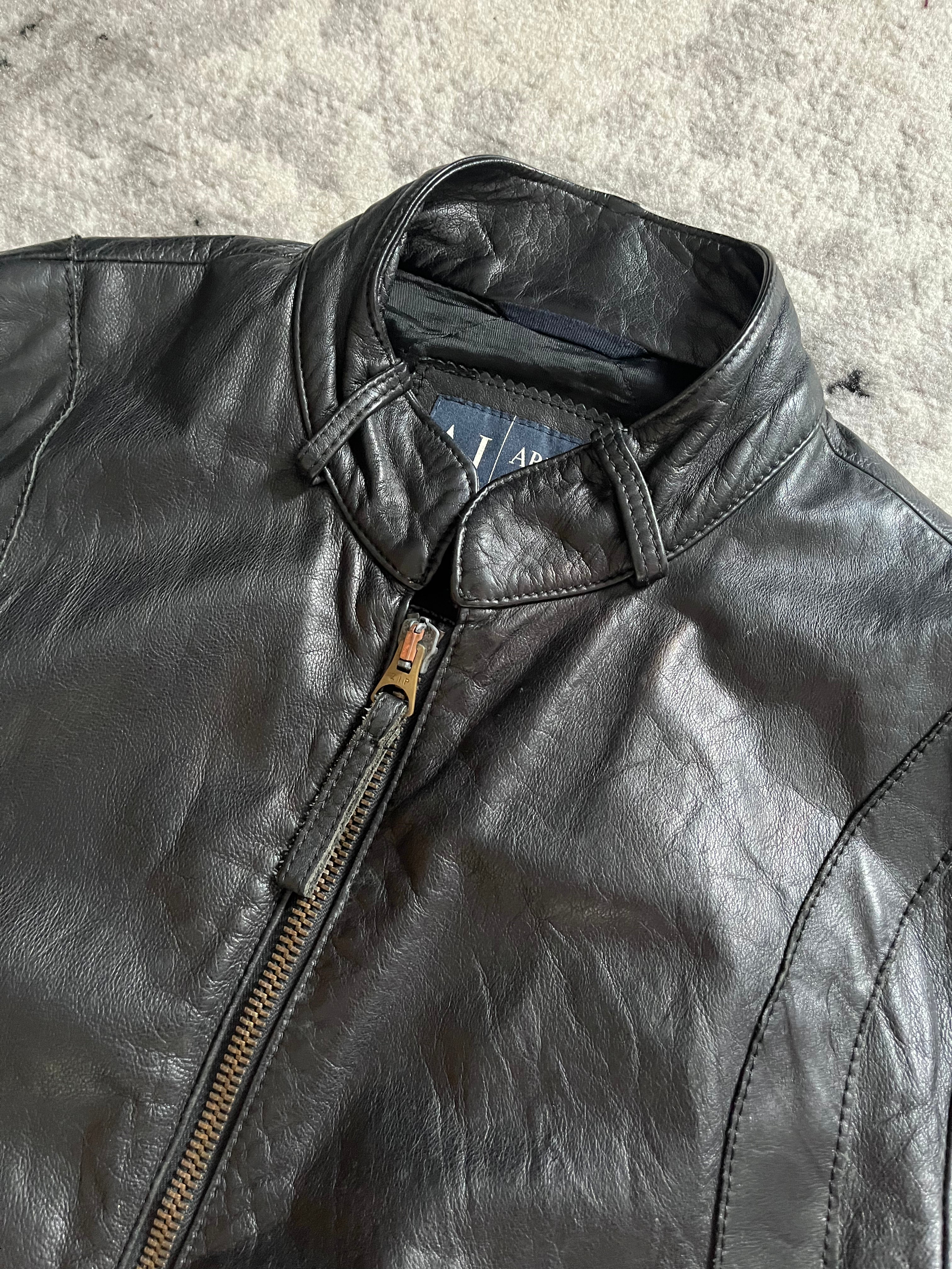 90s アルマーニ テクニカル レザー ジャケット (M)