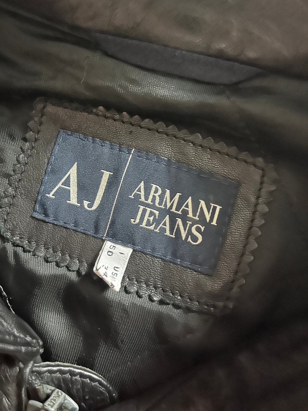 90s アルマーニ テクニカル レザー ジャケット (M)