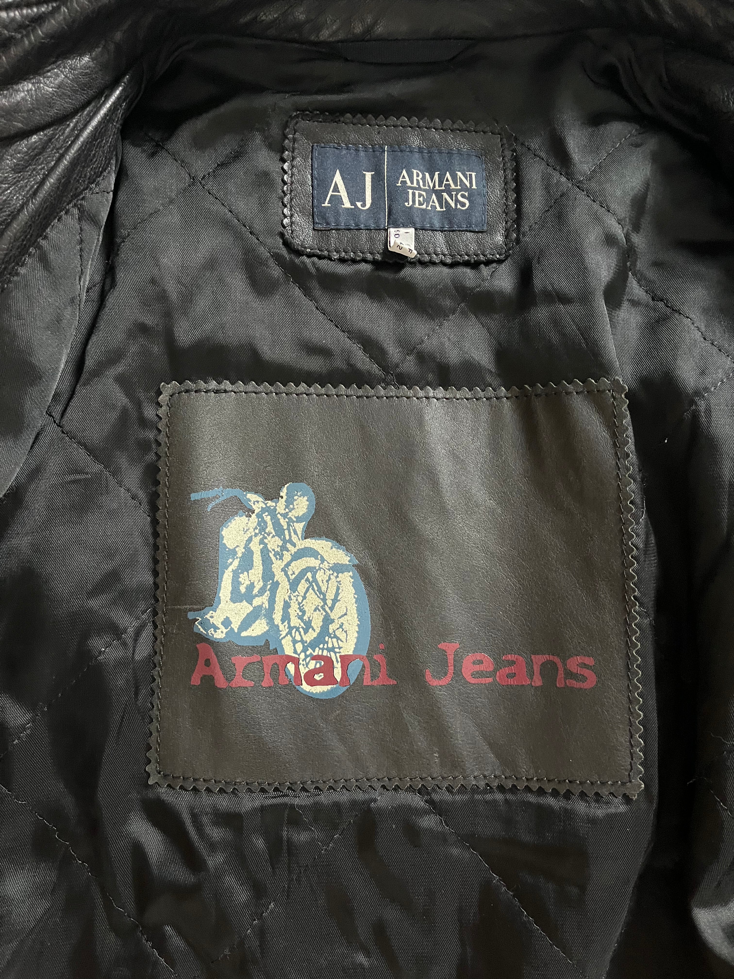 90s アルマーニ テクニカル レザー ジャケット (M)