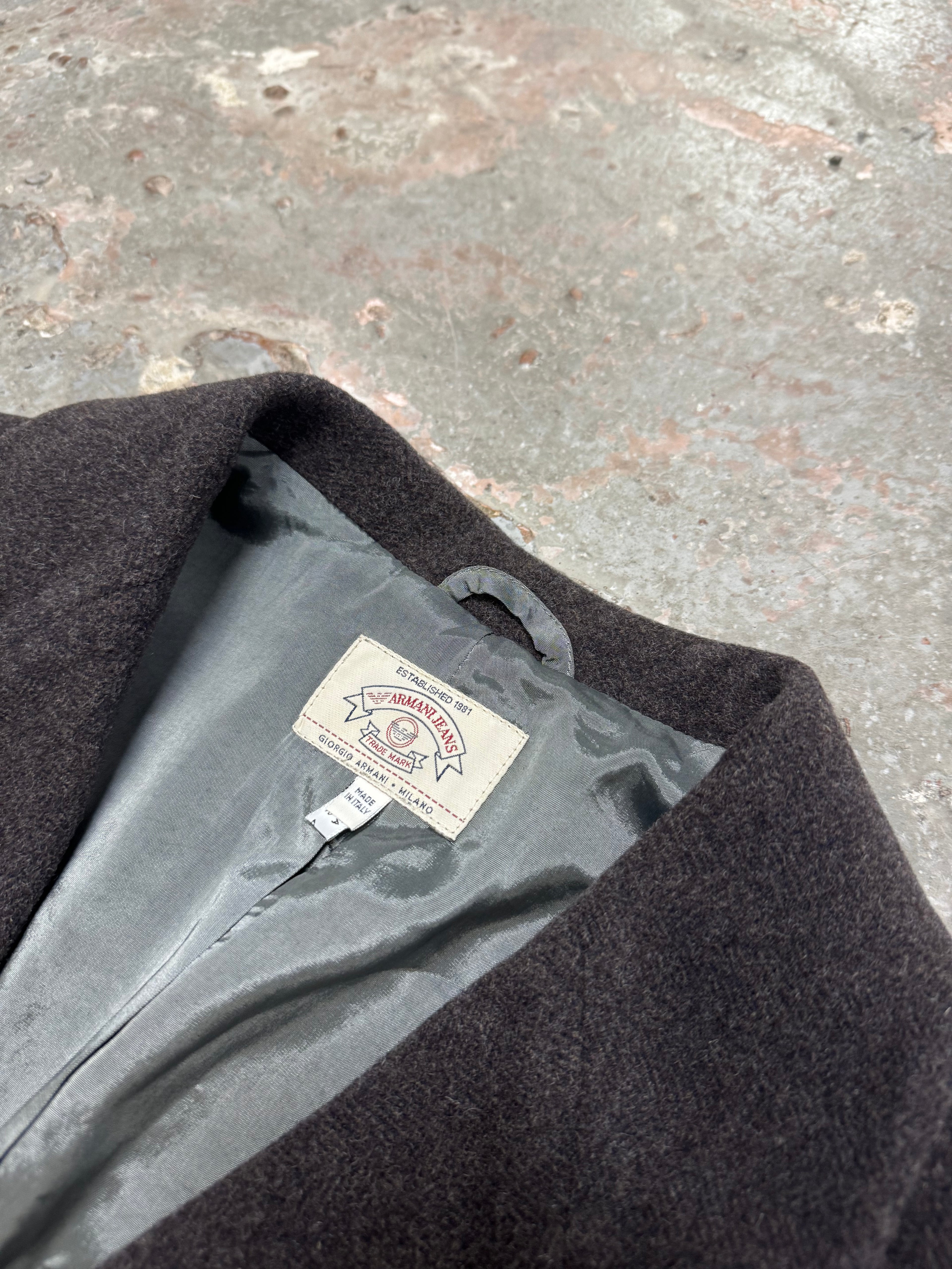 1990s Armani Wool Grey Trench Coat  (M)