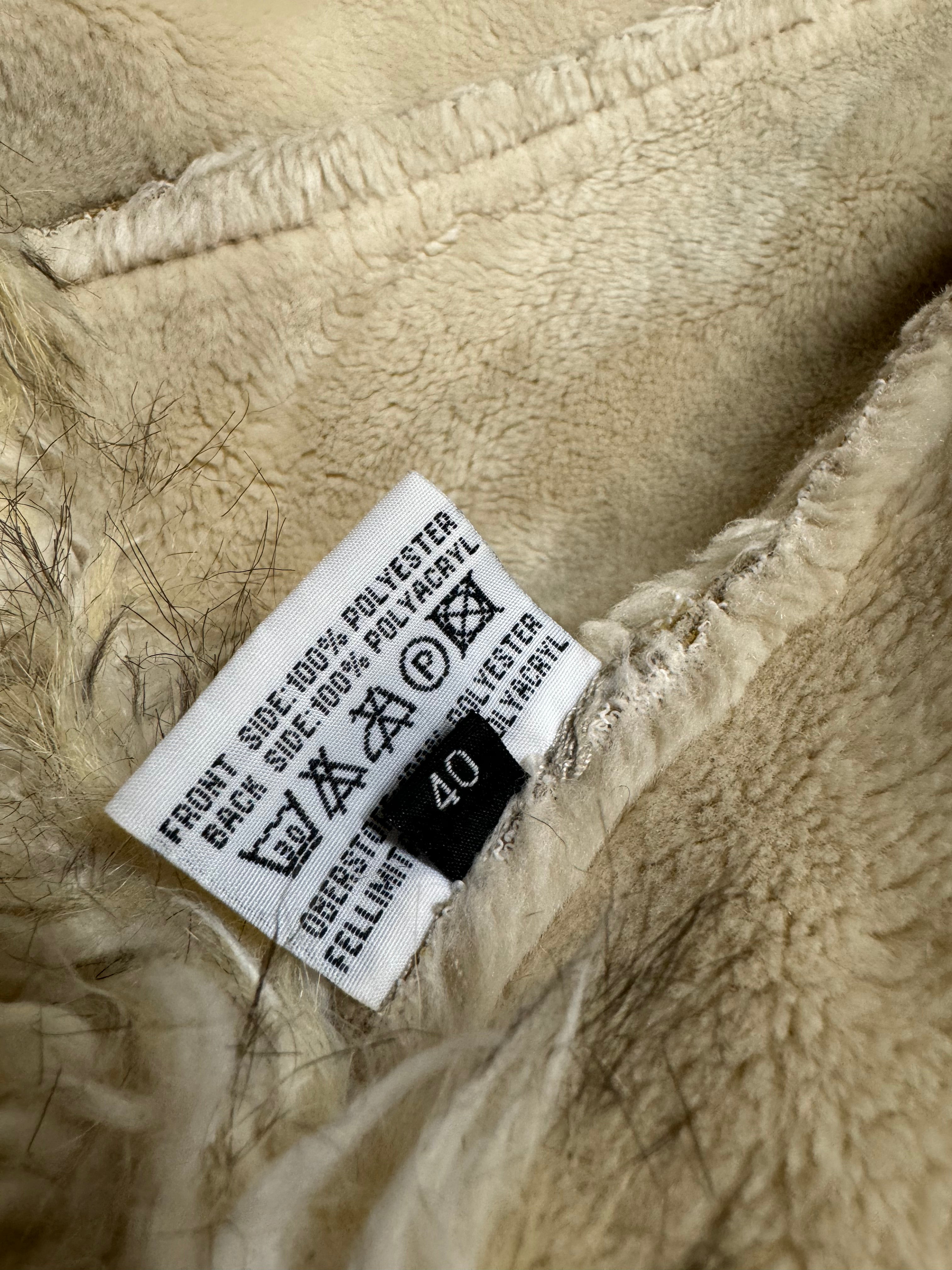 2000s Balmain Beige Faux Fur Hooded Leather Jacket  (OS)