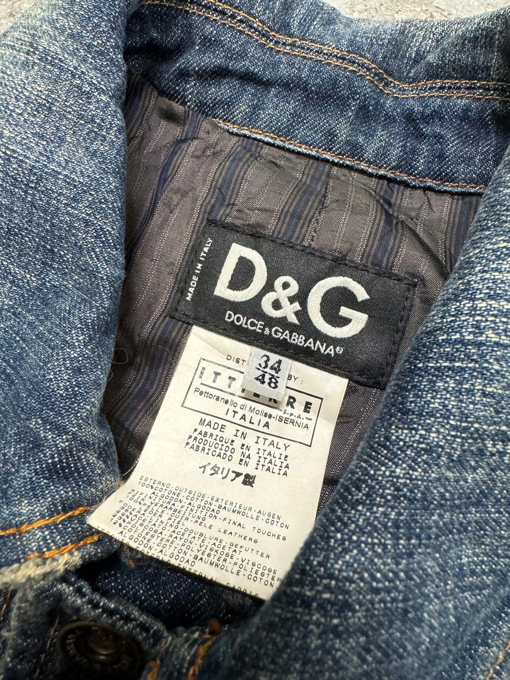 FW2005 Dolce & Gabbana Racer Leather Denim Jacket (M)